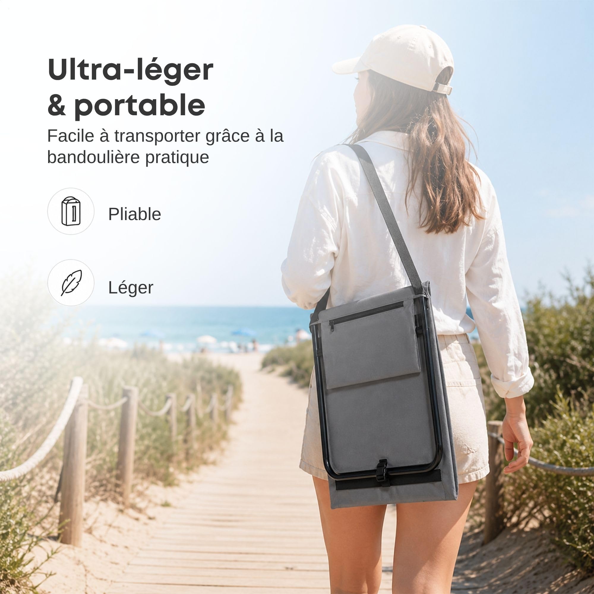 Intimo Living Ensemble de 2 chaises de Plage avec Dossier réglable à l'infini - Les Tapis de Plage remplis de Mousse de Confort sont Ultra-légers et Peu encombrants, repliables - Gris