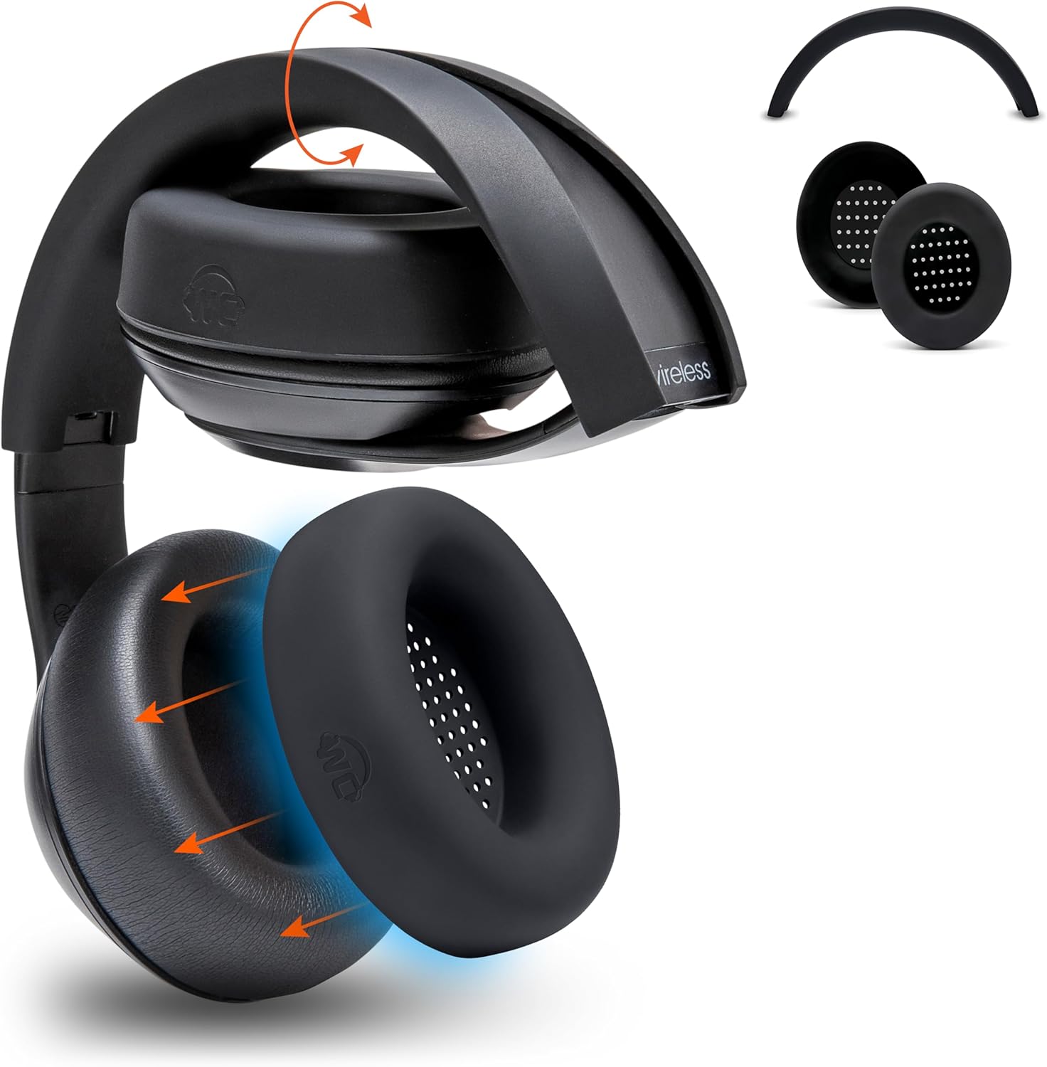 WC SweatZ and BandZ Protective Sweat Cover & Headband Cover Bundle for Beats Studio Pro Headphones by Wicked Cushions | Black