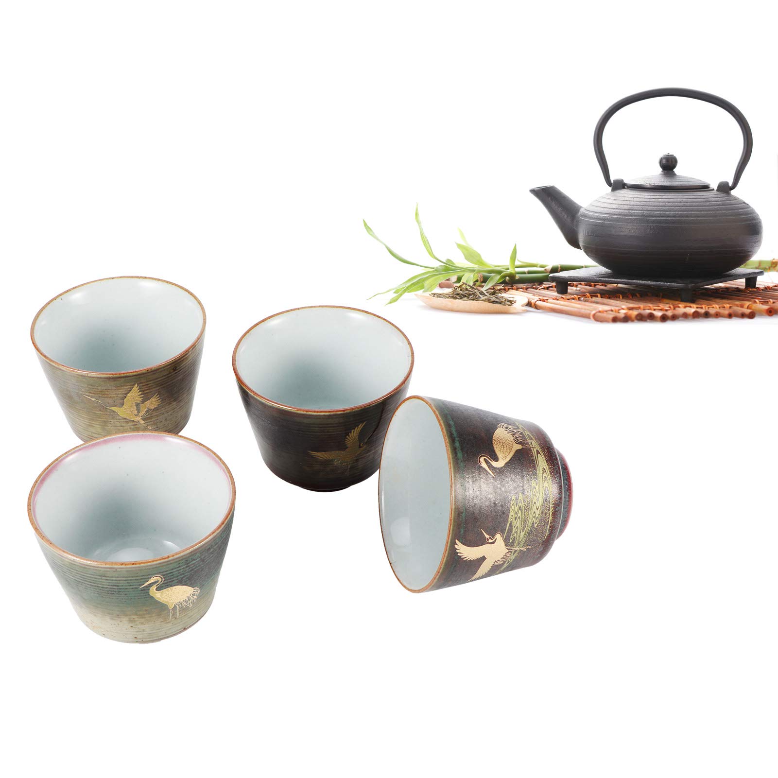 4 pièces rétro four à thé cuit au four tasse ensemble tasse à café Style japonais en céramique Kung Fu thé ensemble théière verres(2#)