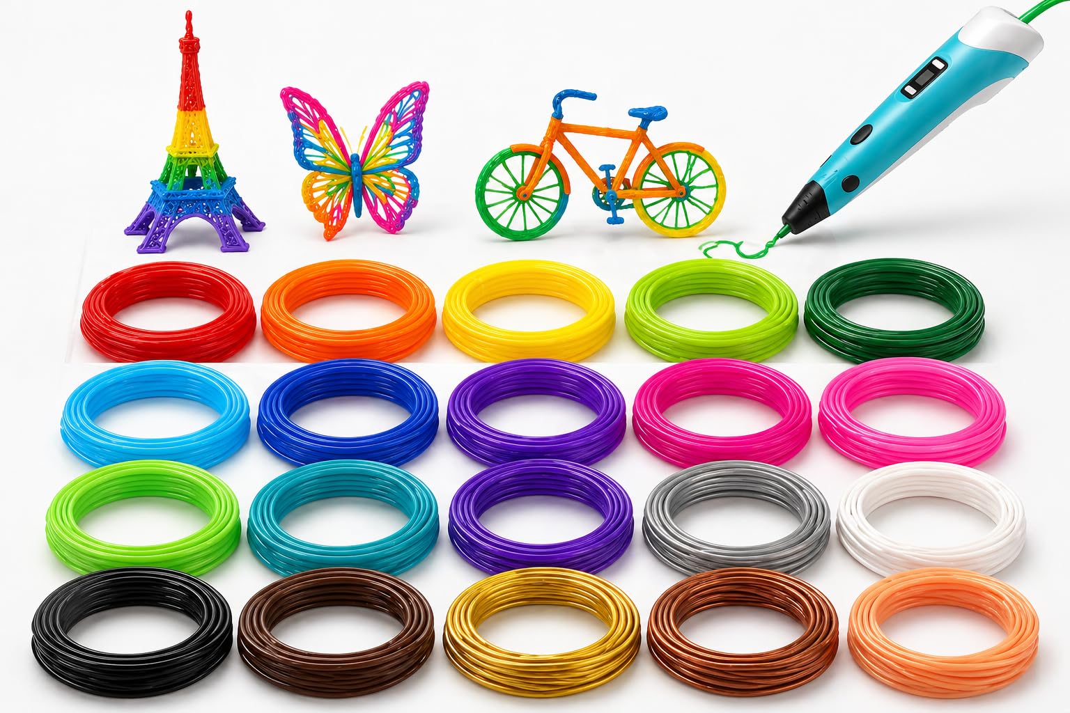 NUMAKERS PLA 3D Pen Filament Refills (15 Color Pack) – 1.75mm, 5 Meter Each Color, Eco-Friendly, Smooth & Clog-Free Printing, Works with Most 3D Pens-image-29
