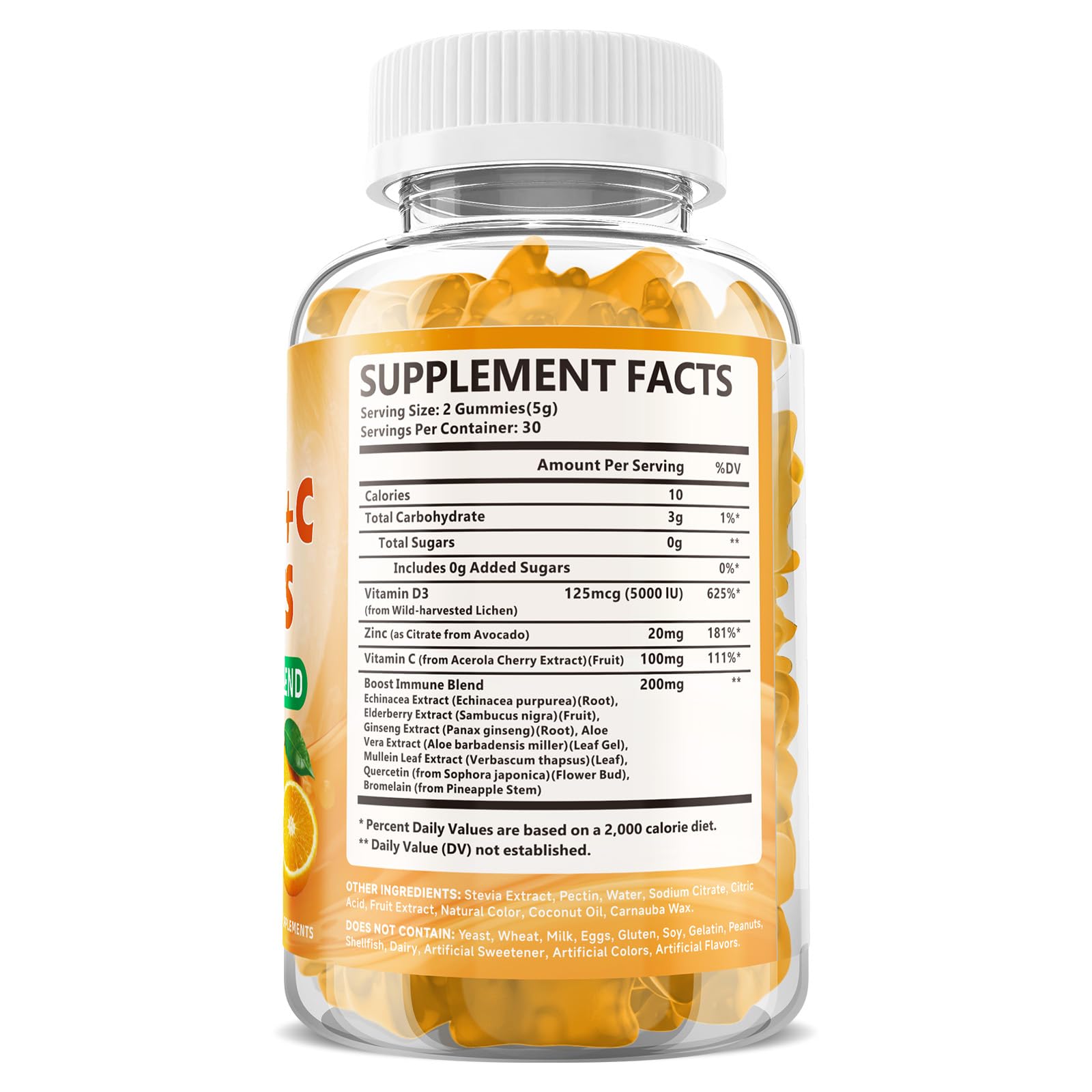 Vitamin C + D3 5000IU + Zinc Gummies for Adults, Orange Flavor, 60 Count — Amazon image 2