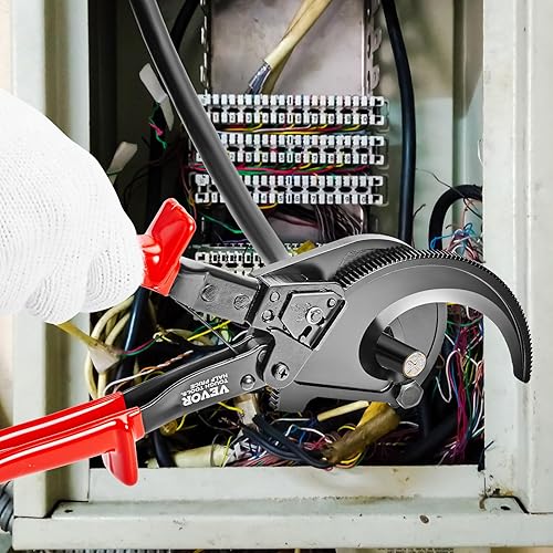 Miniatura 8 de VEVOR Cortador de cables de trinquete, 11" de trinquete de alambre y cortador de cables, cortado hasta 400 mm, con asas de agarre cómodo, fácil de