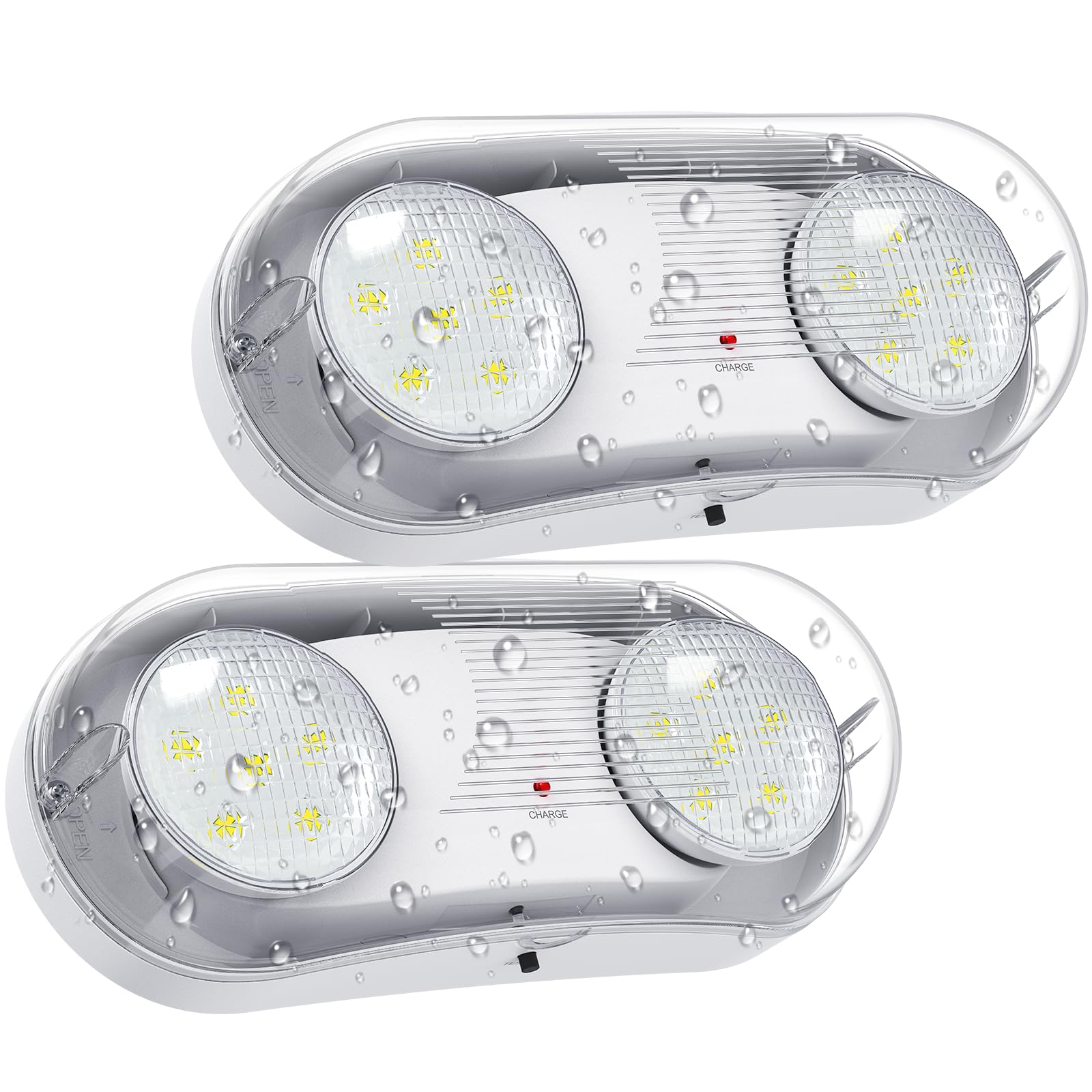 Wet Location Rated Outdoor Emergency Light ,Waterproof Exterior Led Emergency Lights with Battery Backup,Adjustable Heads,Commercial Hardwired Emergency Lighting,UL Listed,120-347V (2 Pack)