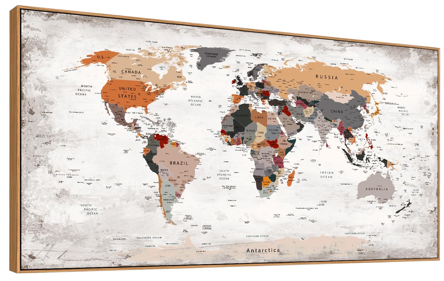 Amazon.co.jp: BQVCT 大きな世界地図ウォールアート、フレーム入り
