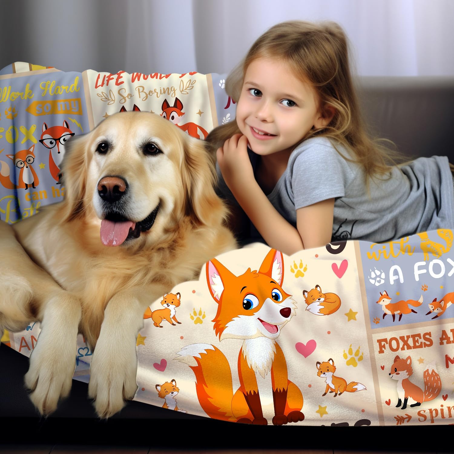 Fox Blanket Gifts for Girls Boys,Animal Stuff Cute Foxes Throw Blankets,Funny Fox Themed Gifts for Women Adults Foxes Lover 50"X40" - Image 3