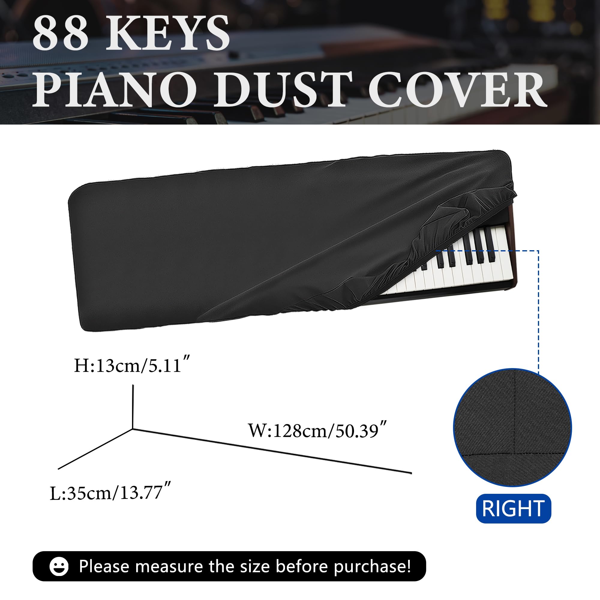Musiin Staubschutz für Klaviertastaturen mit 88 Tasten, kompatibel mit Arturia Keylab 88 MK3, Nord Stage3 88, KORG Pa5X 88, Deluxe Chinlon staub- und kratzfest, maßgeschneidertes Design