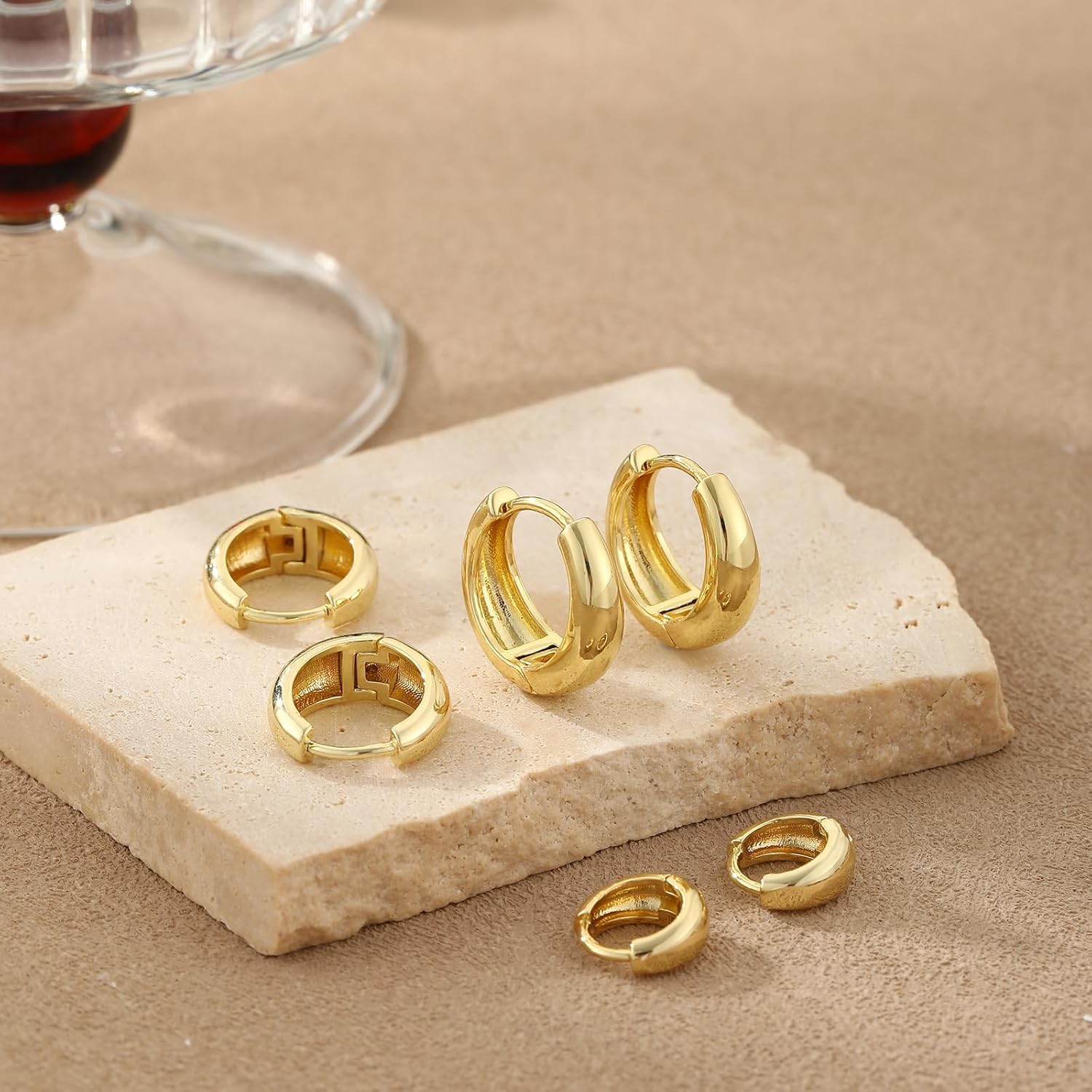 Tasiso Small Hoop Earrings for Women, Dainty 14K Gold Plated Huggie Hoop Earrings Lightweight Hypoallergenic Cubic Zirconia Earring Cute Double CZ Spiral Earrings for Women Trendy Jewelry Gifts - Image 8