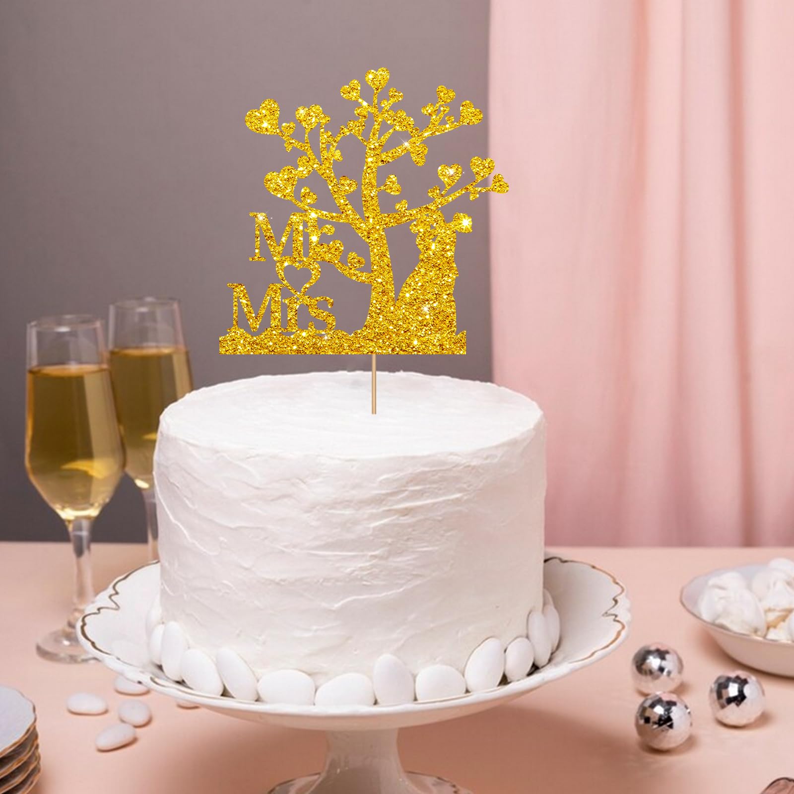 Mr & Mrs Gold Metal Cake Topper With Rhinestones – Wedding Or Anniversary Cake Decor In Protective Box - View #9
