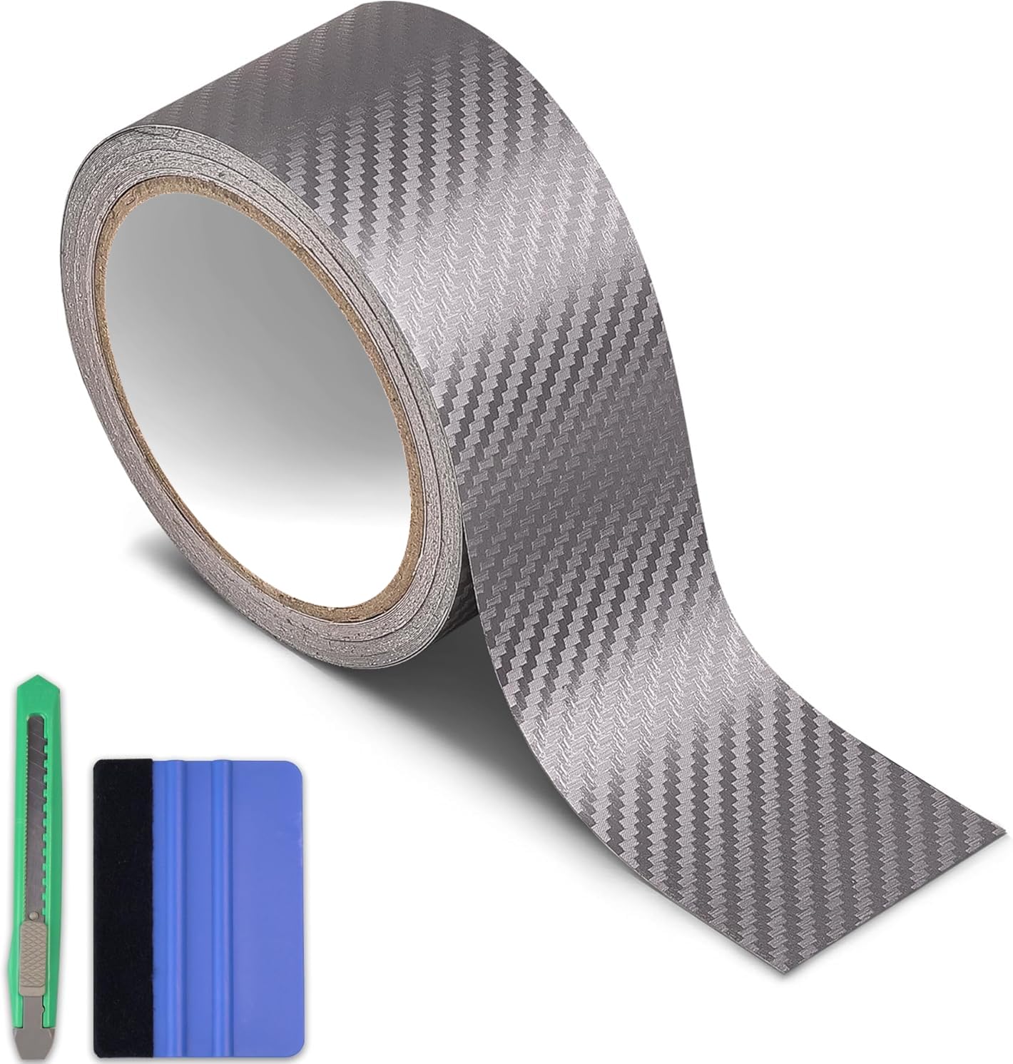 Arespark Bike Frame Protection Tape, Bicycle Frame Protector Paint Film Bike Decals Stickers, 3D Grey Carbon Fiber Vinyl Wrap Pattern Frame Guard Wrap for Mountain/Road/Ebike(2in x 30ft)