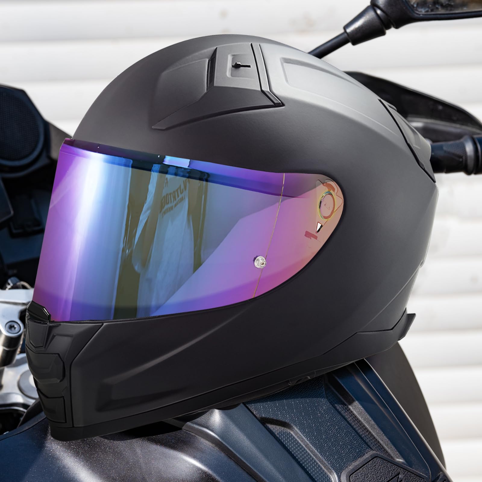 VCOROS Motorradhelm Visier,Motorrad Windschutz Helm Objektiv Visier,Helmvisier für FF811/VECTOR II/Citation II,Vollgesichts Helmlinsenvisier Motorradhelm Zube (Regenbogen)