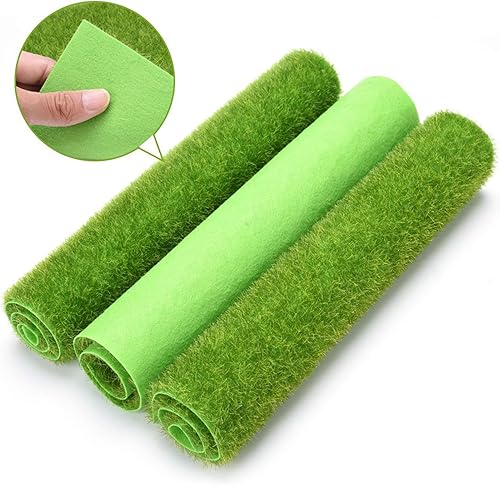 Miniatura 7 de Oumefar 2 tamaños de alfombra de césped artificial sintética verde no Qoven tela falsa césped césped césped jardín micro paisaje decoración del