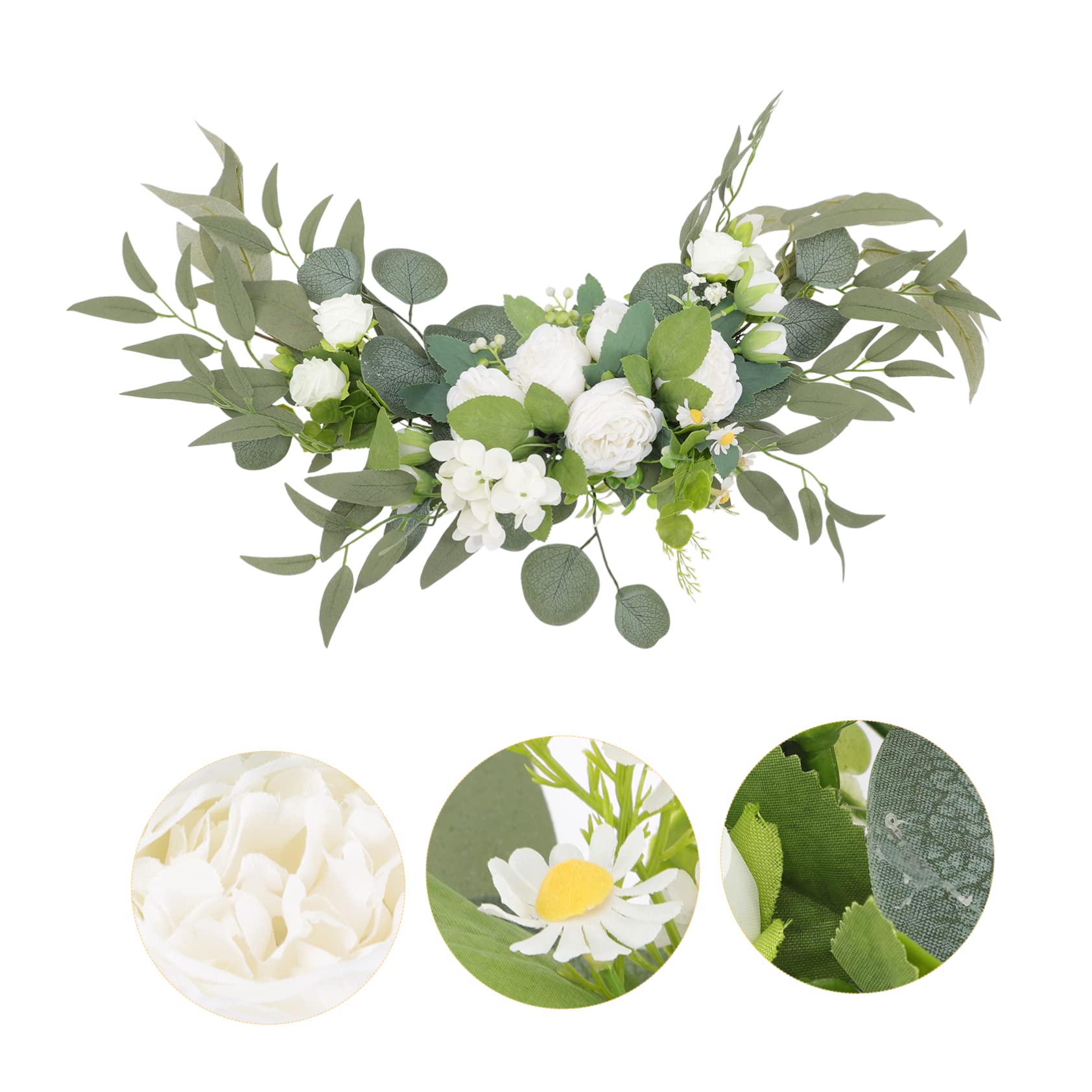 TOPBATHY 2 Künstliche Pfingstrosen Blumenbögen für Hochzeitsdeko Weiß | Kunststoff, 2 Stück, zur Verzierung von Willkommenstafeln, Chic, Lebendig, Natürlich
