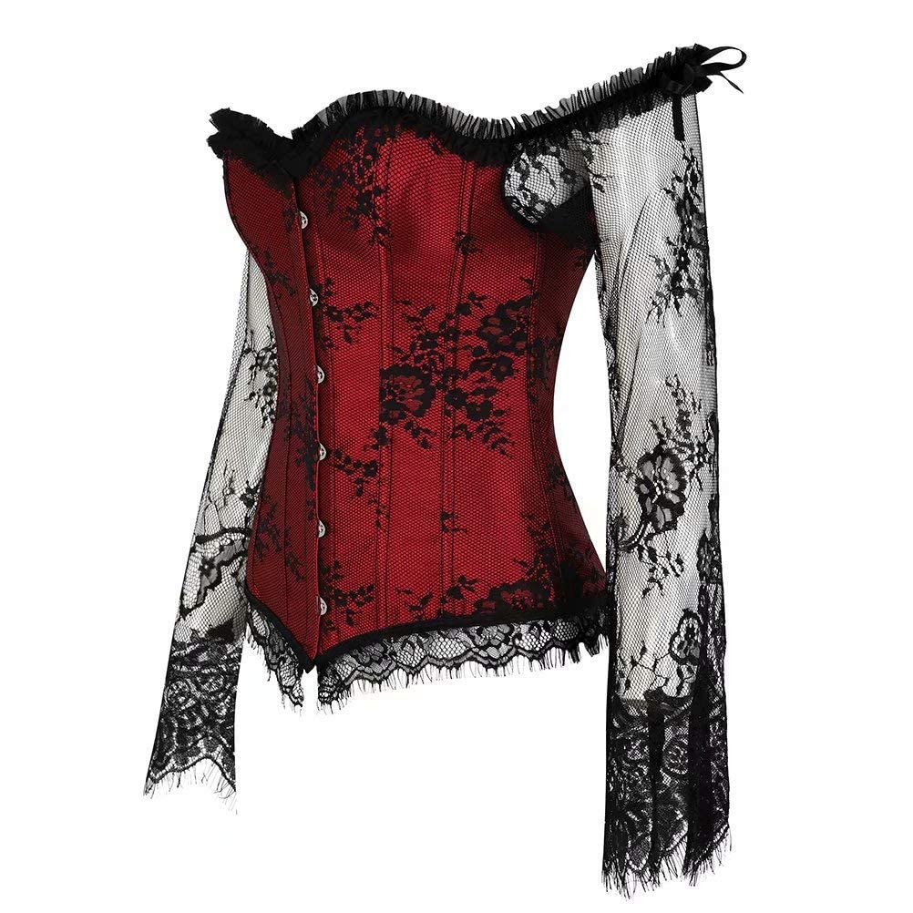 ZOOMA Corsetto sexy da donna, Top corpetto da donna, con corsetto in vita con maniche, camicia tradizionale con camicetta dirndl corsetto bustier