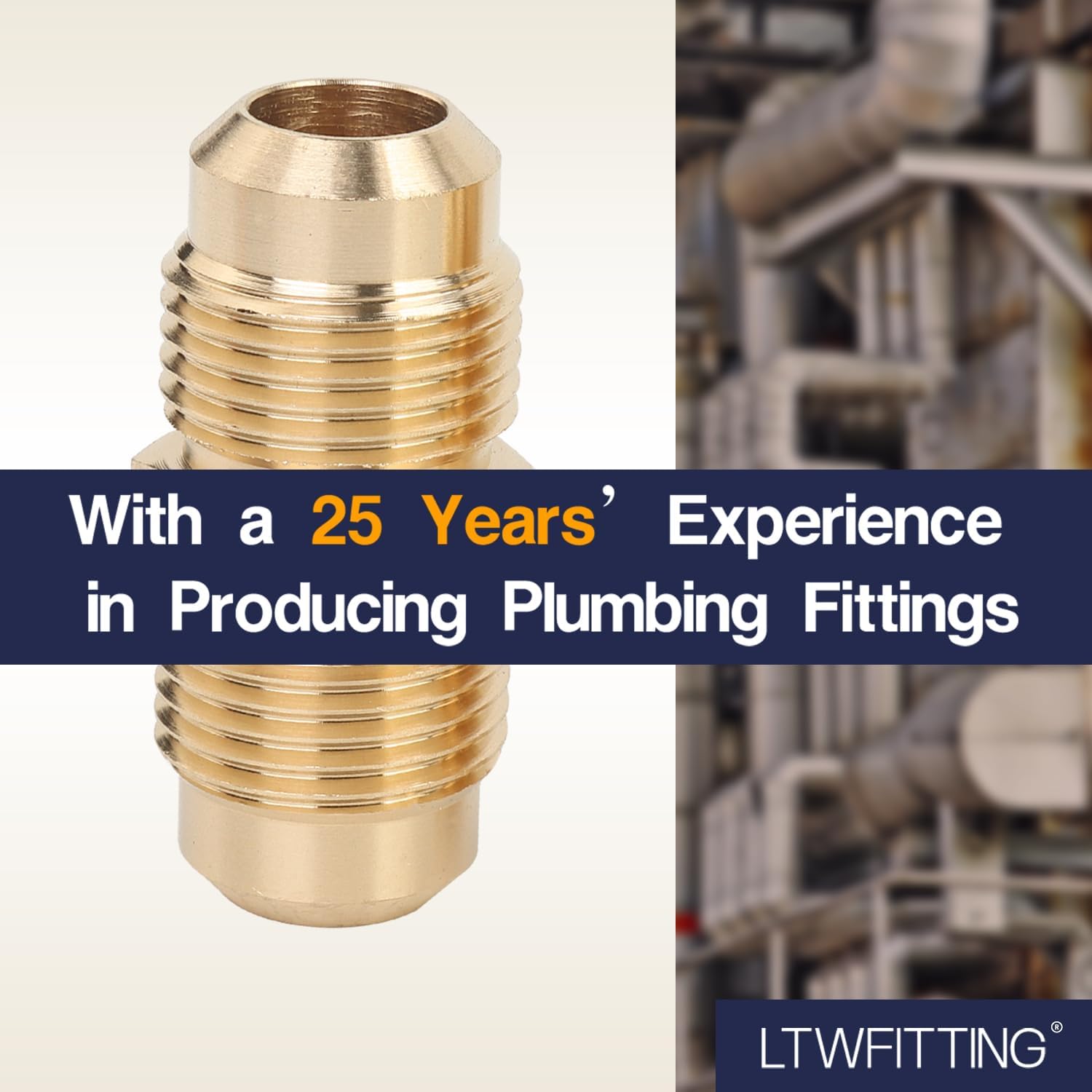 LTWFITTING Brass 1/2" OD Flare Union,Brass Flare Tube Fitting(Pack of 25)
