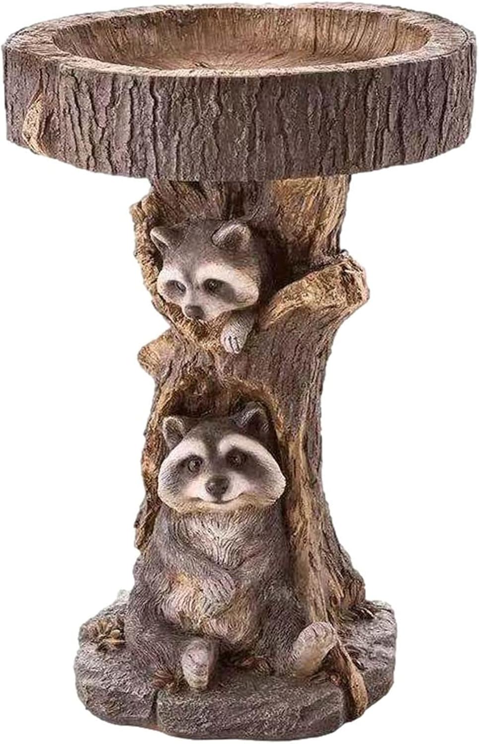 XINLEE Comedero para Pájaros Comedero para Pájaros De Resina Tronco De Árbol Comedero para Pájaros Bebedero para Pájaros para Jardín Hotel para Pájaros Pedestal para Baño De Pájaros Decoración,Bear