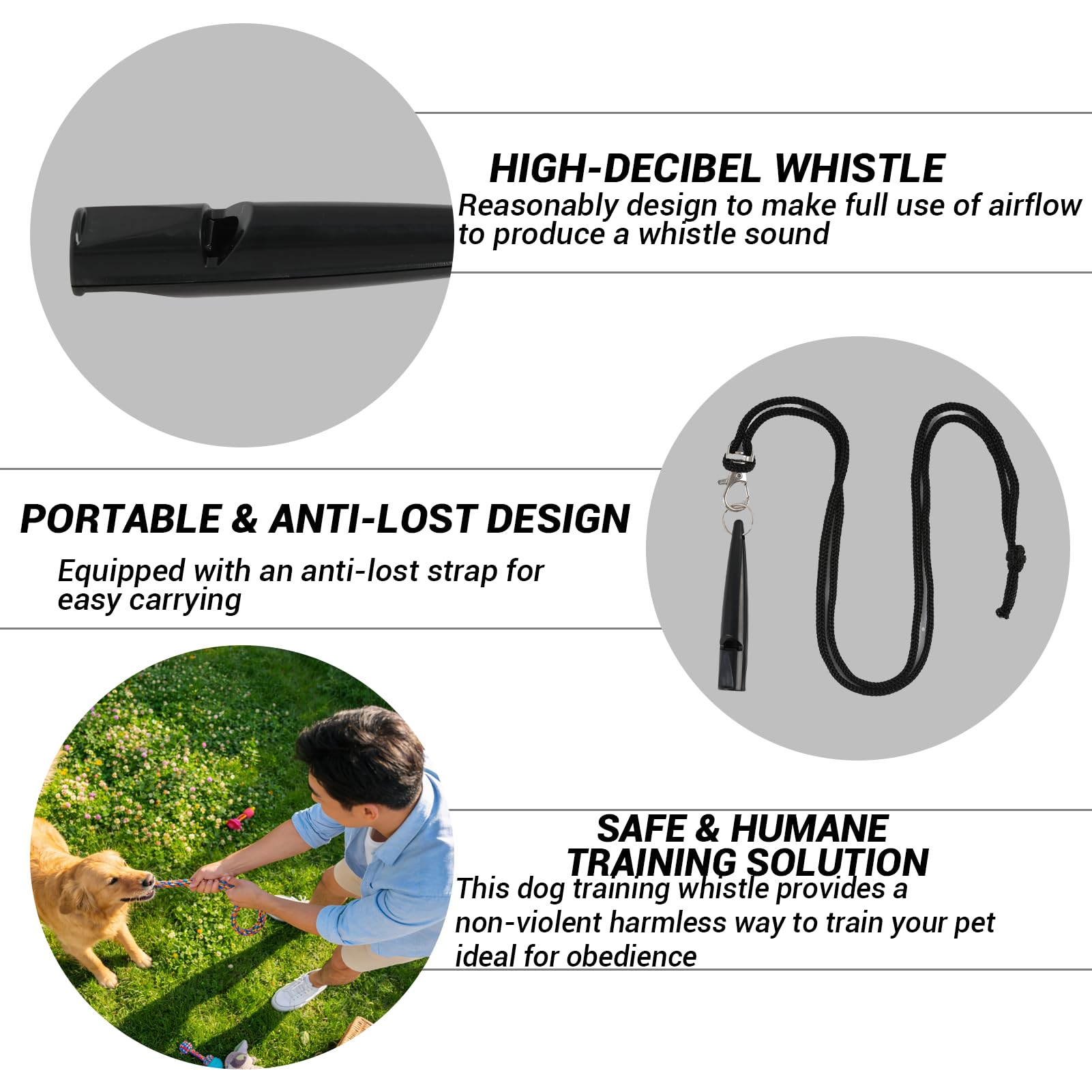 Sifflet Chien Avec Cordon Silencieux Ultrasonique,Pour Rappel & Dressage,Sifflet Ultrason Chien Contrôle Aboiements,Toutes Races,Son Puissant,Fréquence Standardisée,Extérieur Polyvalent,Noir
