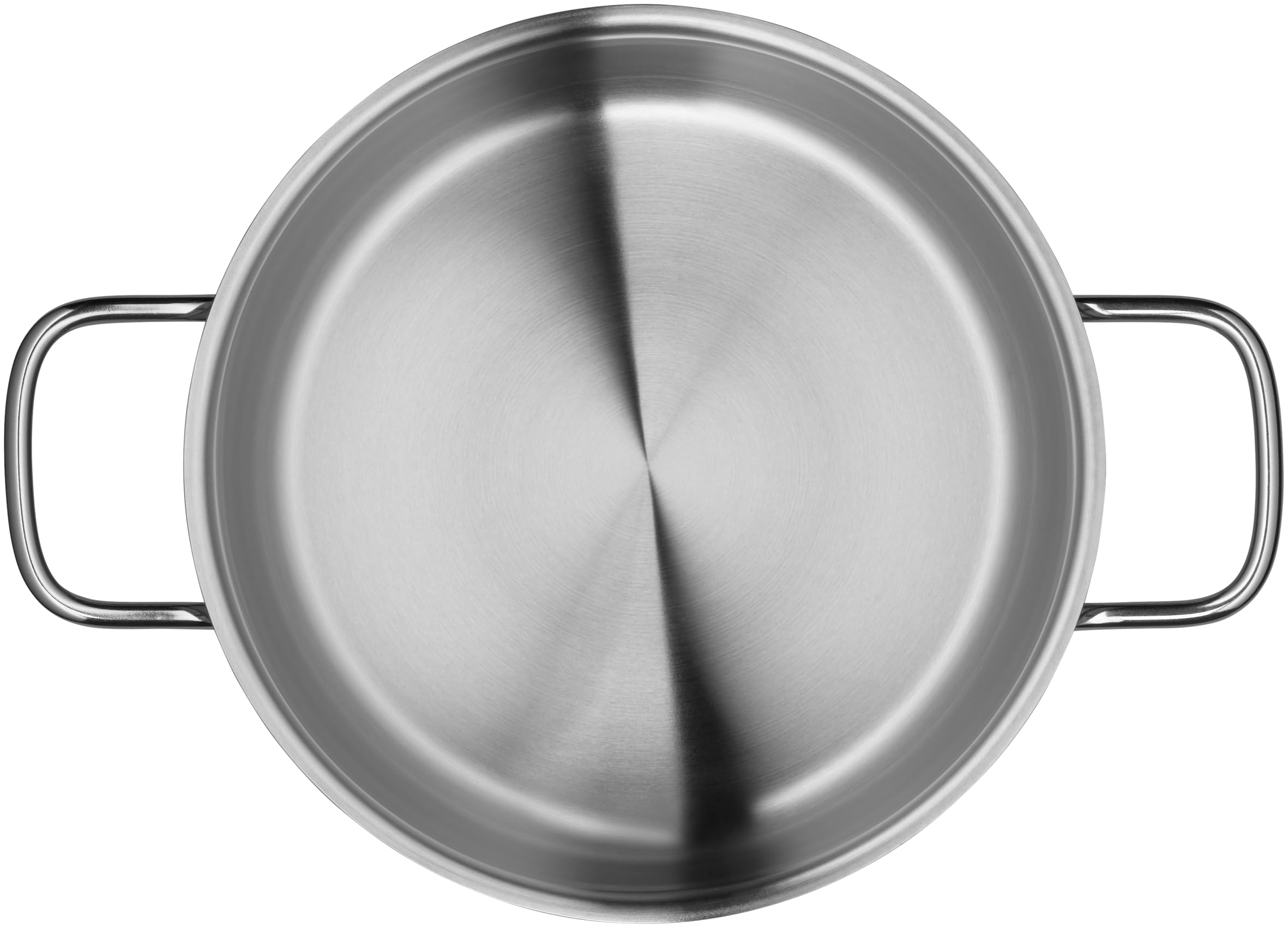 WMF Diadem Plus 4-częściowy zestaw garnków ze stali nierdzewnej, nadaje się do płyt indukcyjnych, 1 garnek niskociśnieniowy 20 cm, 2 garnki o średnicy 16 cm i 24 cm, 1 patelnia 16 cm z 3 szklanymi