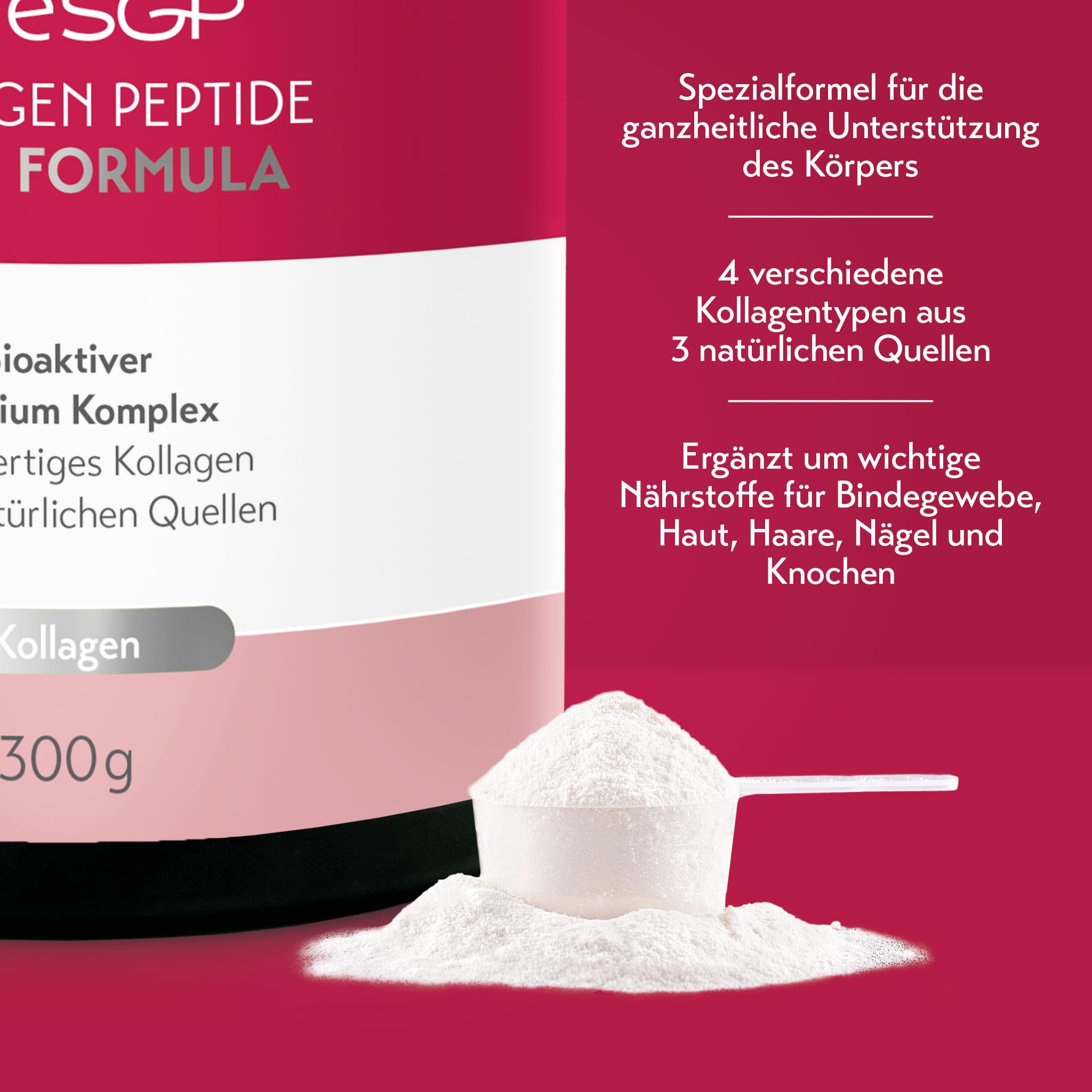 pureSGP® Multi Formula Kollagen Peptide: Reinstes Kollagen in Apothekenqualität - Spezialformel aus Rind, Fisch & Eierschale für ganzheitliche Unterstützung. Kollagentyp I, III, V & X - Mit Vitamin C