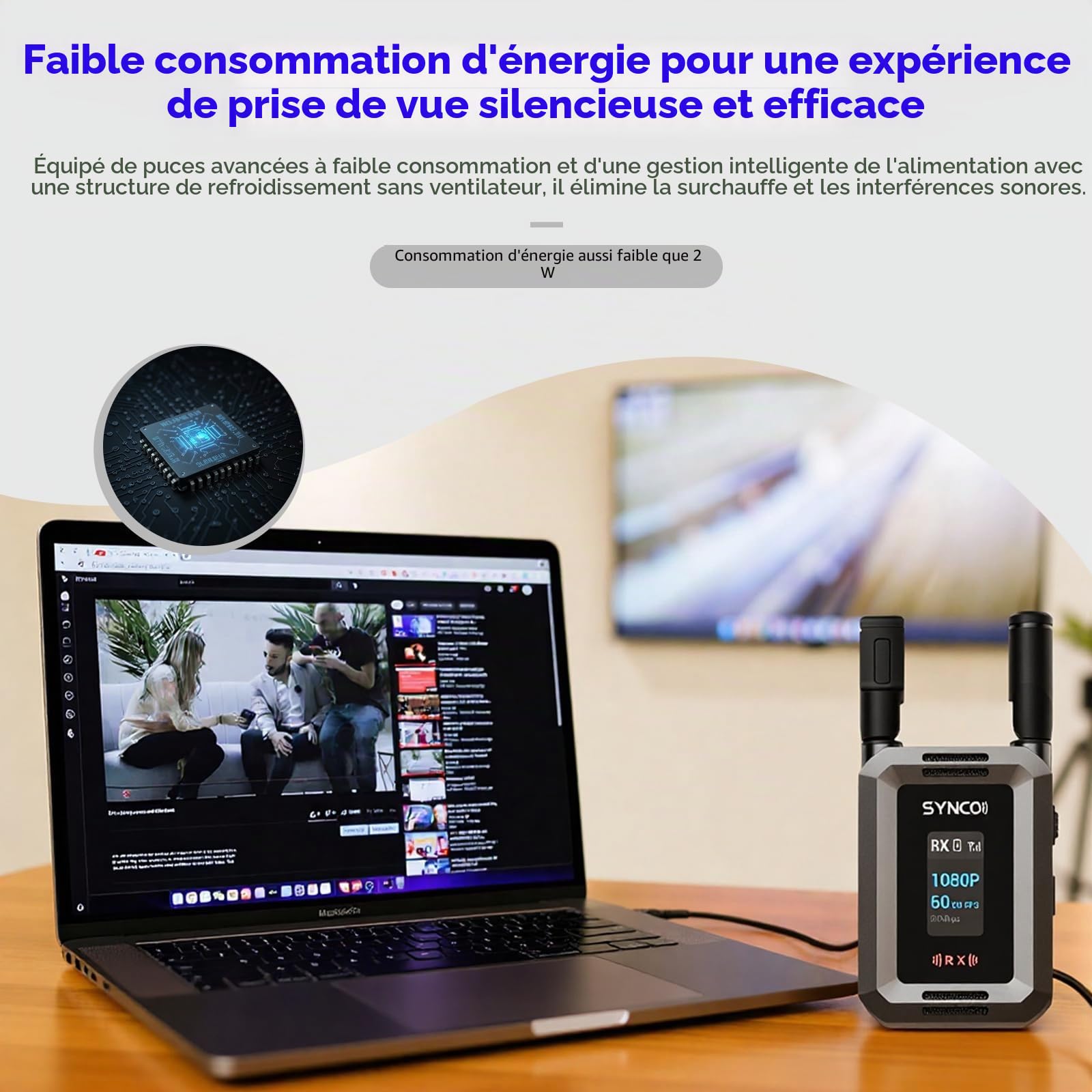 Synco Xvision Système de transmission vidéo sans fil - 300 m HD 1080p 60 fps - Émetteur et récepteur HDMI - Latence de 40 ms pour la surveillance en temps réel - Idéal pour le streaming en direct, les