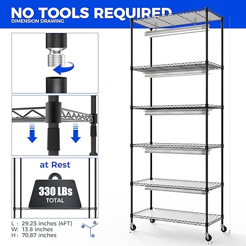 Miniatura 4 de Barrina Soporte para plantas con luces de cultivo para plantas de interior, estante de exhibición de metal de 6 niveles con 5 luces de espectro