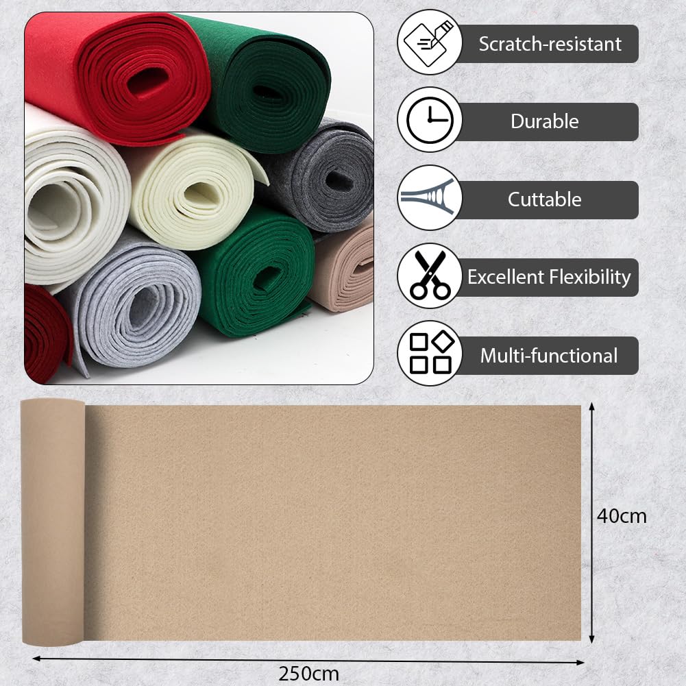 LOMUG Rotolo di Feltro Tessuto per Artigianato 40cm x 250cm Feltro per Fai da Te Feltro in Poliestere Spessore 3mm per Sottofondo Decorativo Tappetino di Feltro Fai da Te Artigianato Cucito Manuale