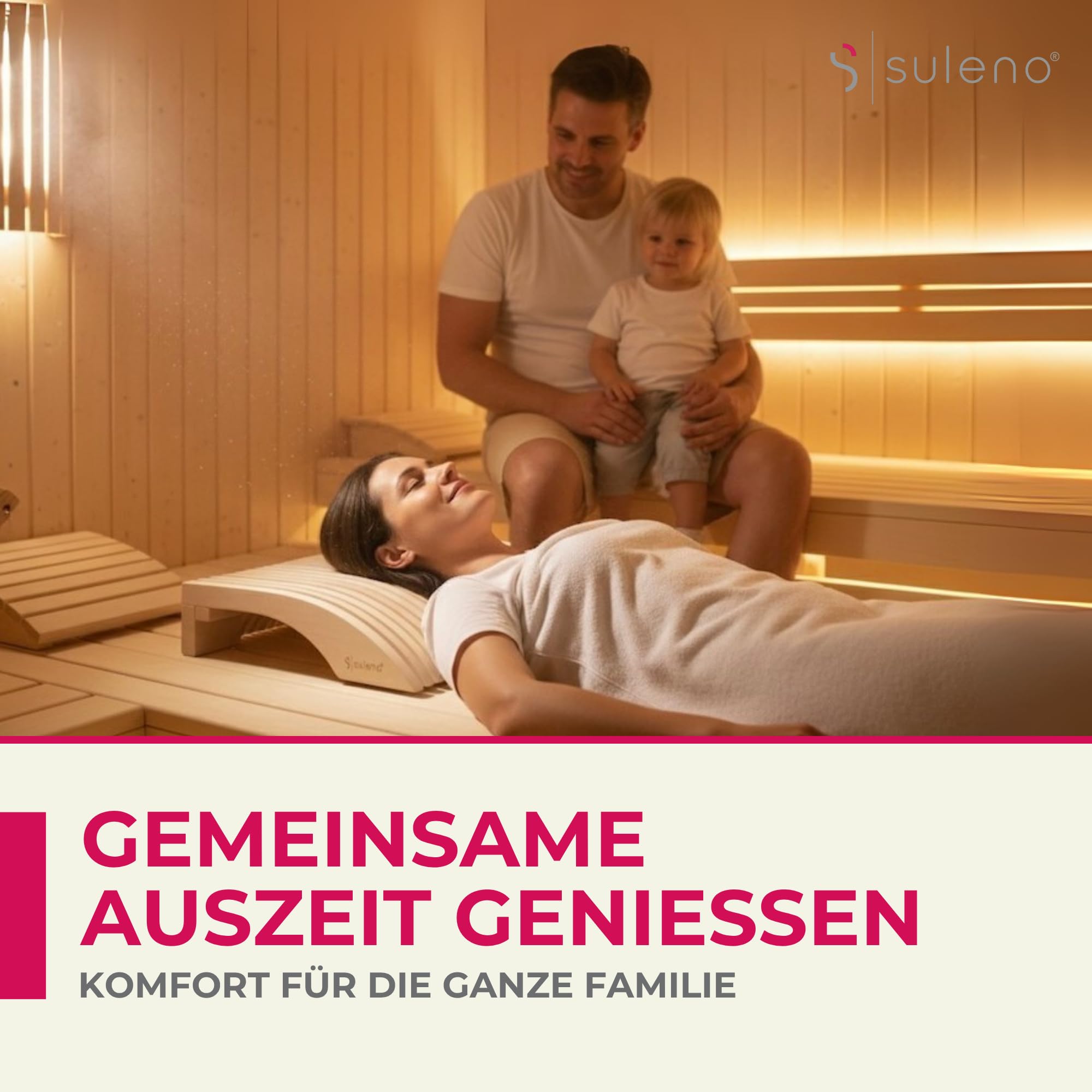 SULENO Sauna Kopfstütze Holz Espe, ergonomische Saunakopfstütze für Kopf & | Nacken, Hochwertiges Sauna Zubehör, hygienisch & langlebig, Saunazubehör Nackenstütze & Kopfkeil, Modell ESKE, Rückenlehne