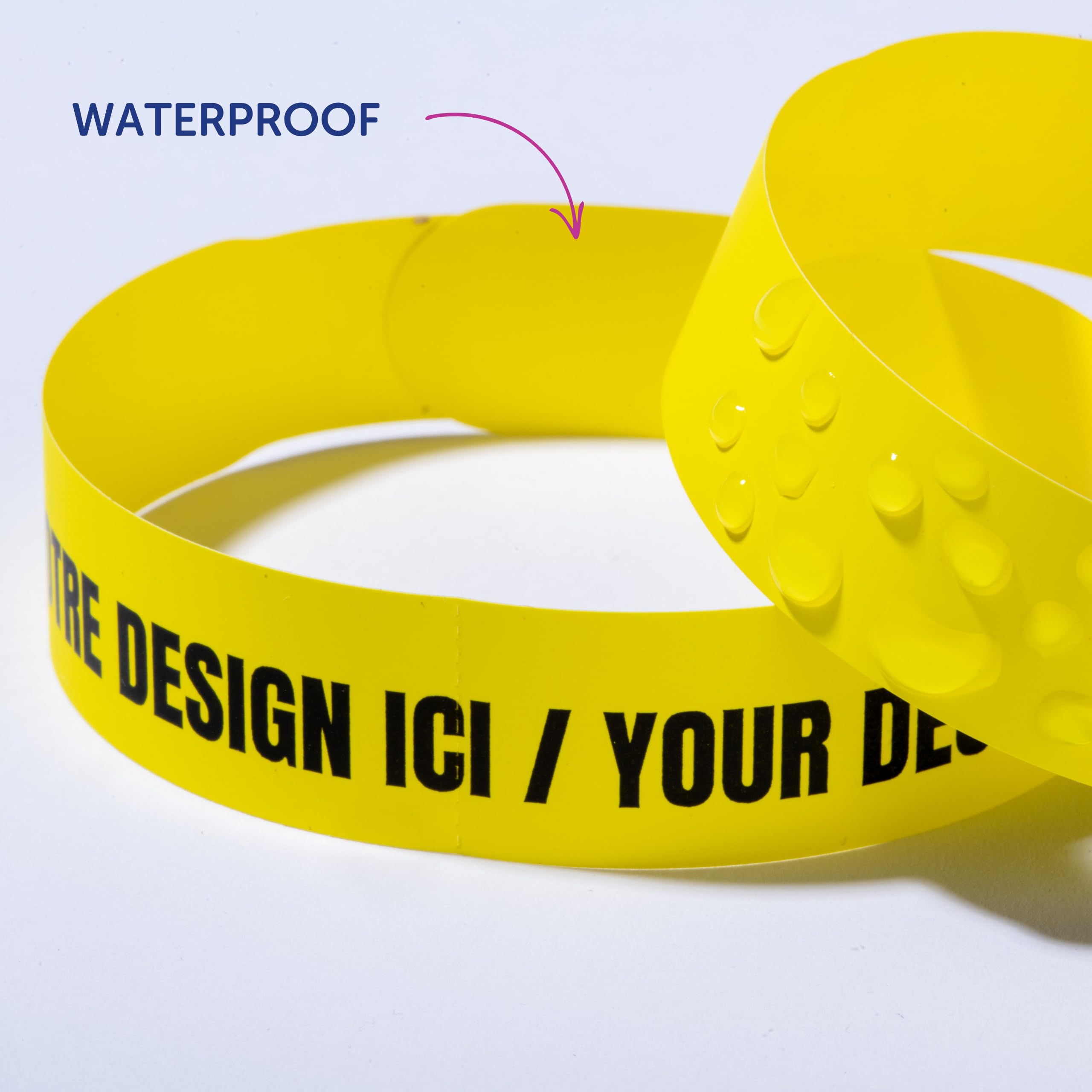 50 bracelets d'identification imprimables laser - 265 x 18 mm - Jaune
