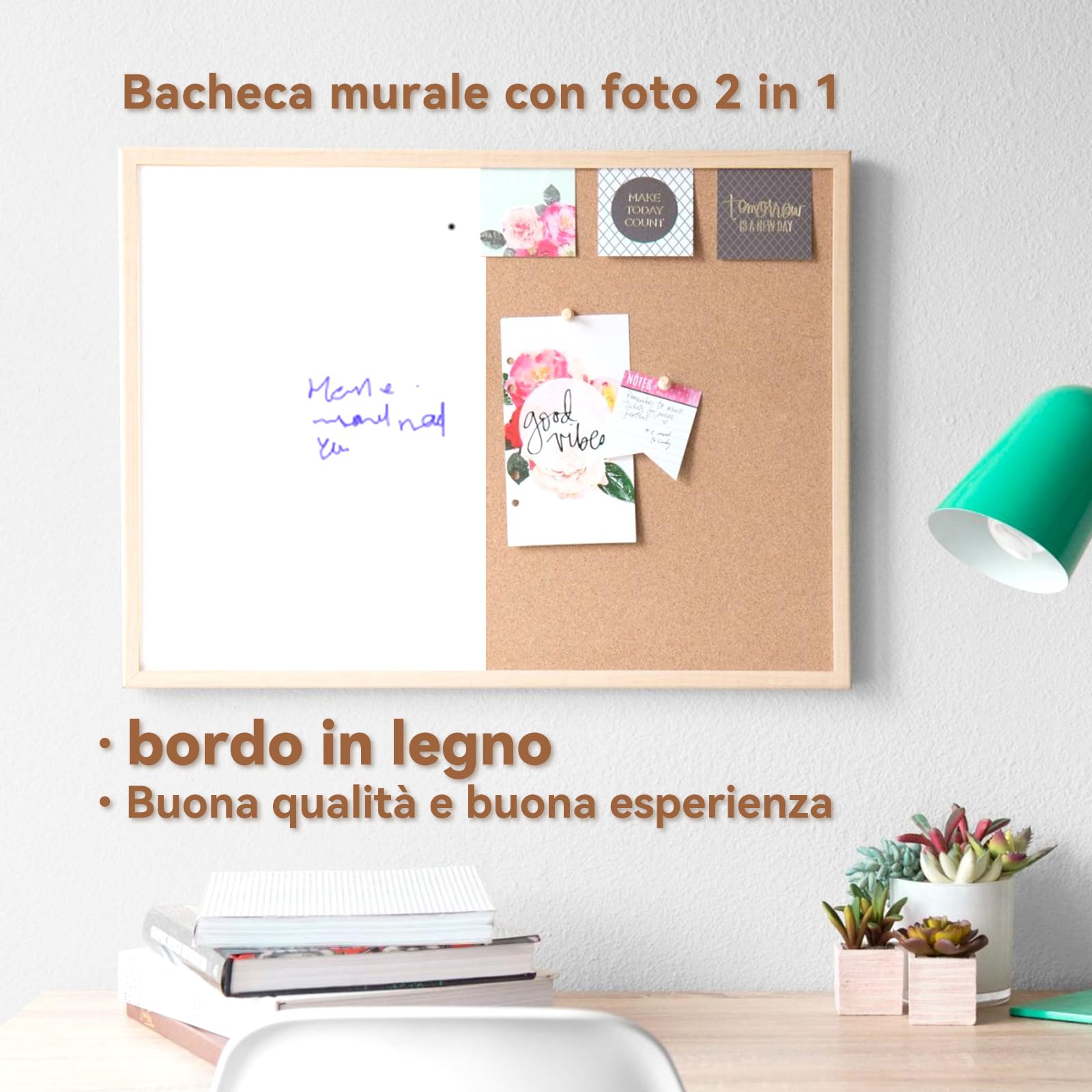 Lavagna in Sughero,Combinazione Di Set Di Lavagne In Sughero, Lavagne in Sughero Da 15,74 x 11,81 Per Bacheche Da Parete, Con Guarnizioni,Puntine In legno,Golfari,Viti Applicabili All'home Office