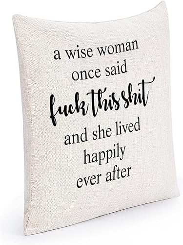 Miniatura 2 de Funda de almohada, una mujer sabia Once Said Fuck This Shit and She Lived Happily Ever After - Funda de almohada de lino de algodón con cremallera