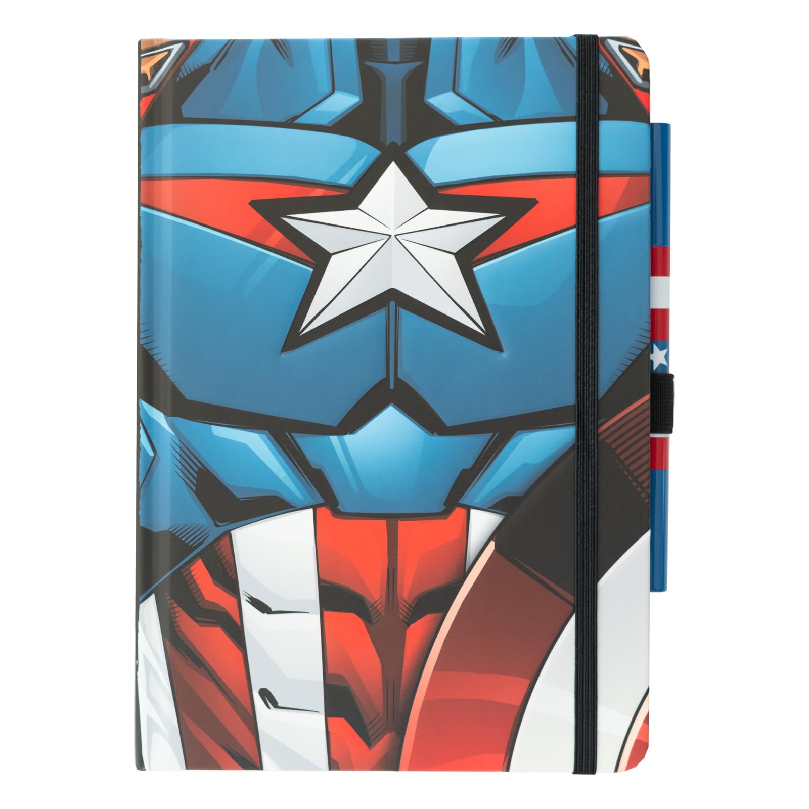 Grupo Erik A5 Notebook & Pen Set - Captain America Marvel Gifts | Bullet Journal Dotted Note Book, Dotted Notebook A5 Sketchbook | Captain America Gifts Under 15 Pounds