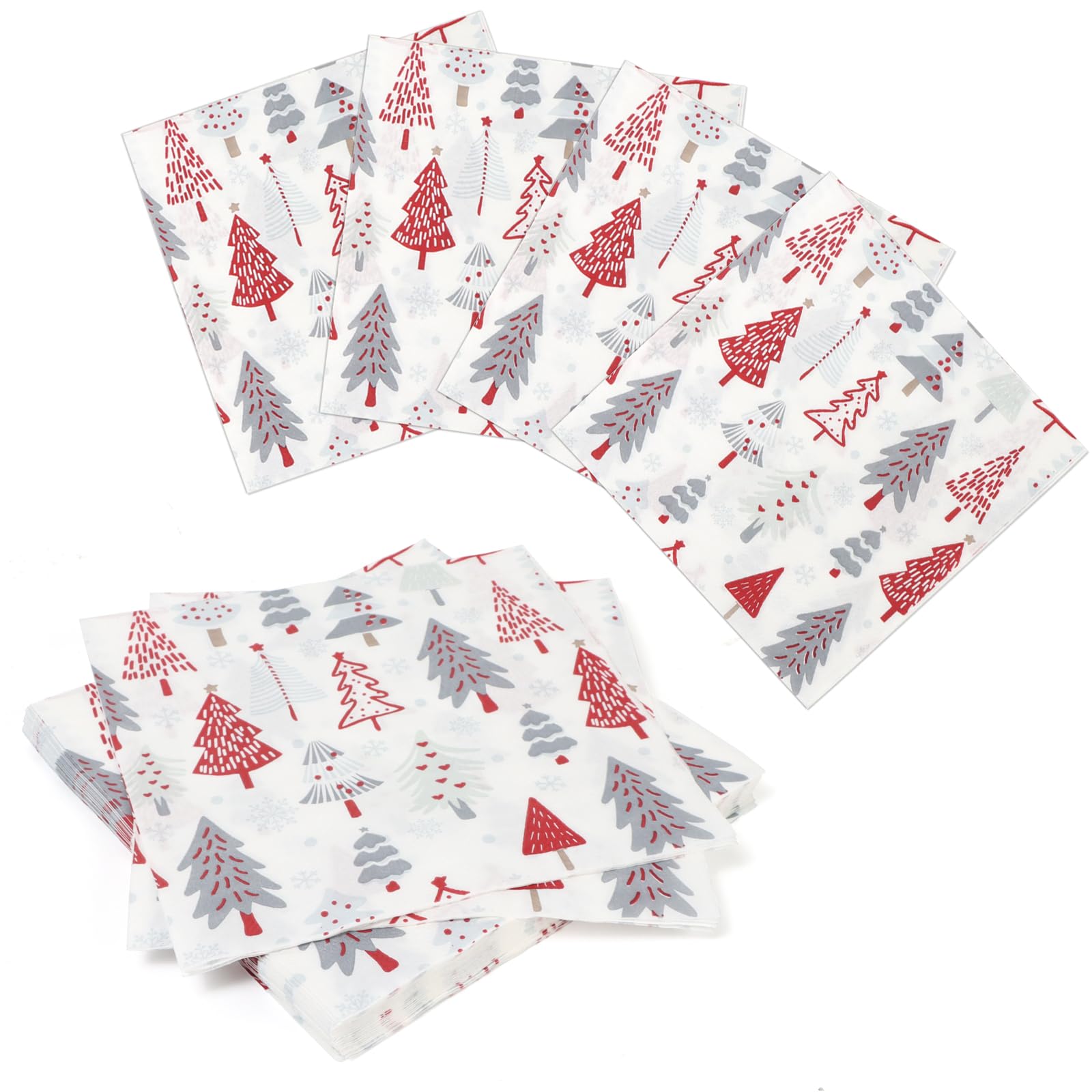 Tovaglioli Di Carta Natalizi 90 Pezzi 33x33cm Fiocchi Di Neve E Alberi Decorazioni Tavola Natale Rosso Argento Oro
