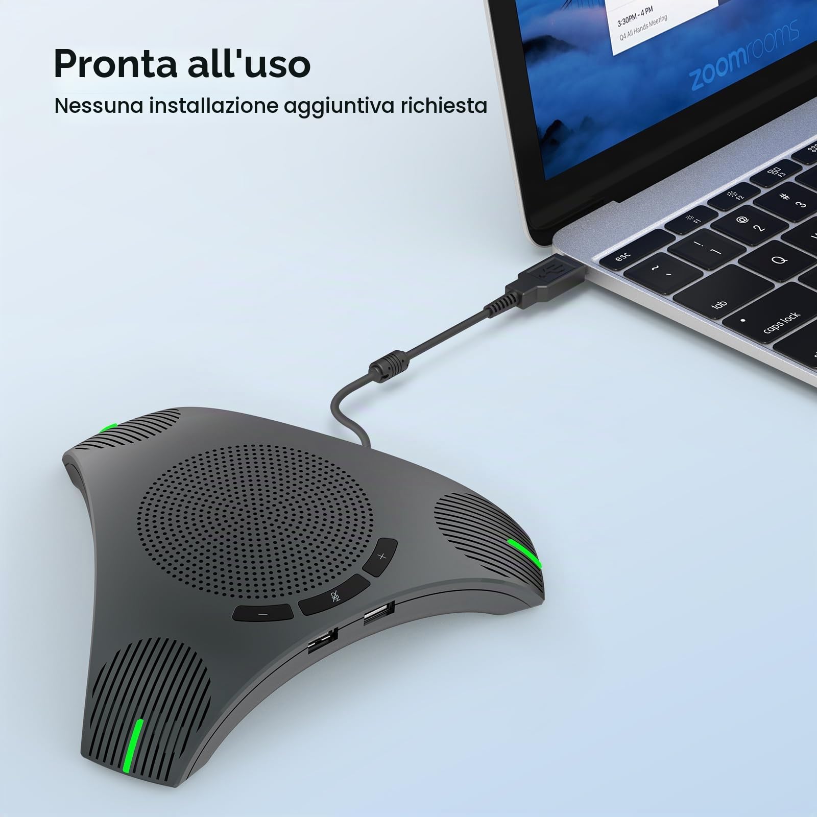 Altoparlante e microfono per conferenze, vivavoce USB con pickup vocale omnidirezionale a 360°, suono Hi-Fi, riduzione dell'eco e del rumore per affari, home office, riunioni online, VoIP/Skype/Team