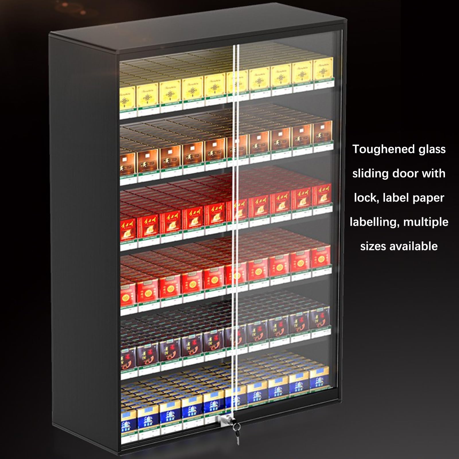 Expositor de cigarrillos, estantes de exhibición para tiendas minoristas, supermercados y mercados, vitrina de exhibición de cigarrillos de pared, organizador d,Black-15.16x6.81x17.72in/38.5x17.3x45CM