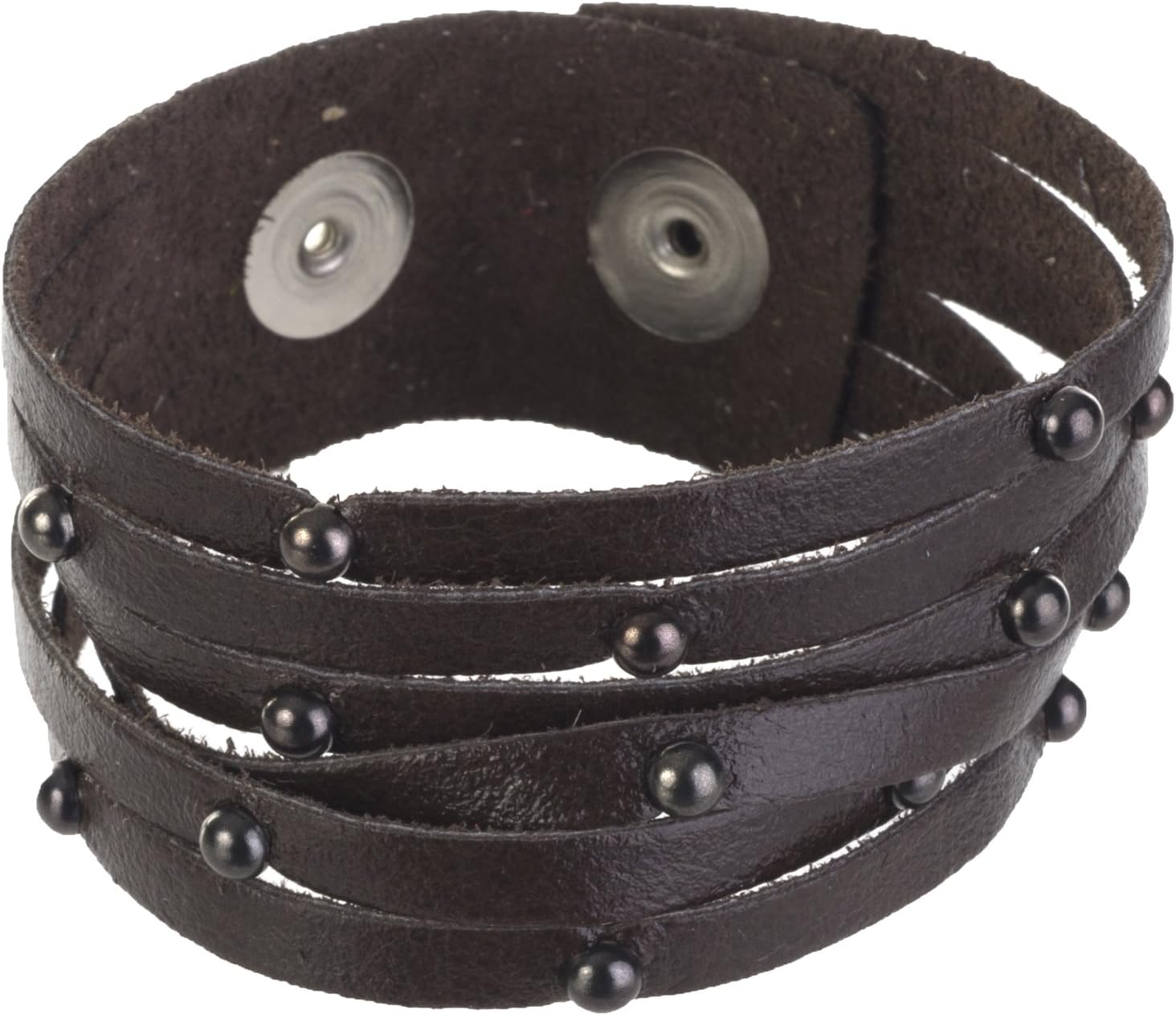 1.25" Fringe Bracelet with Studs, Distressed Brown