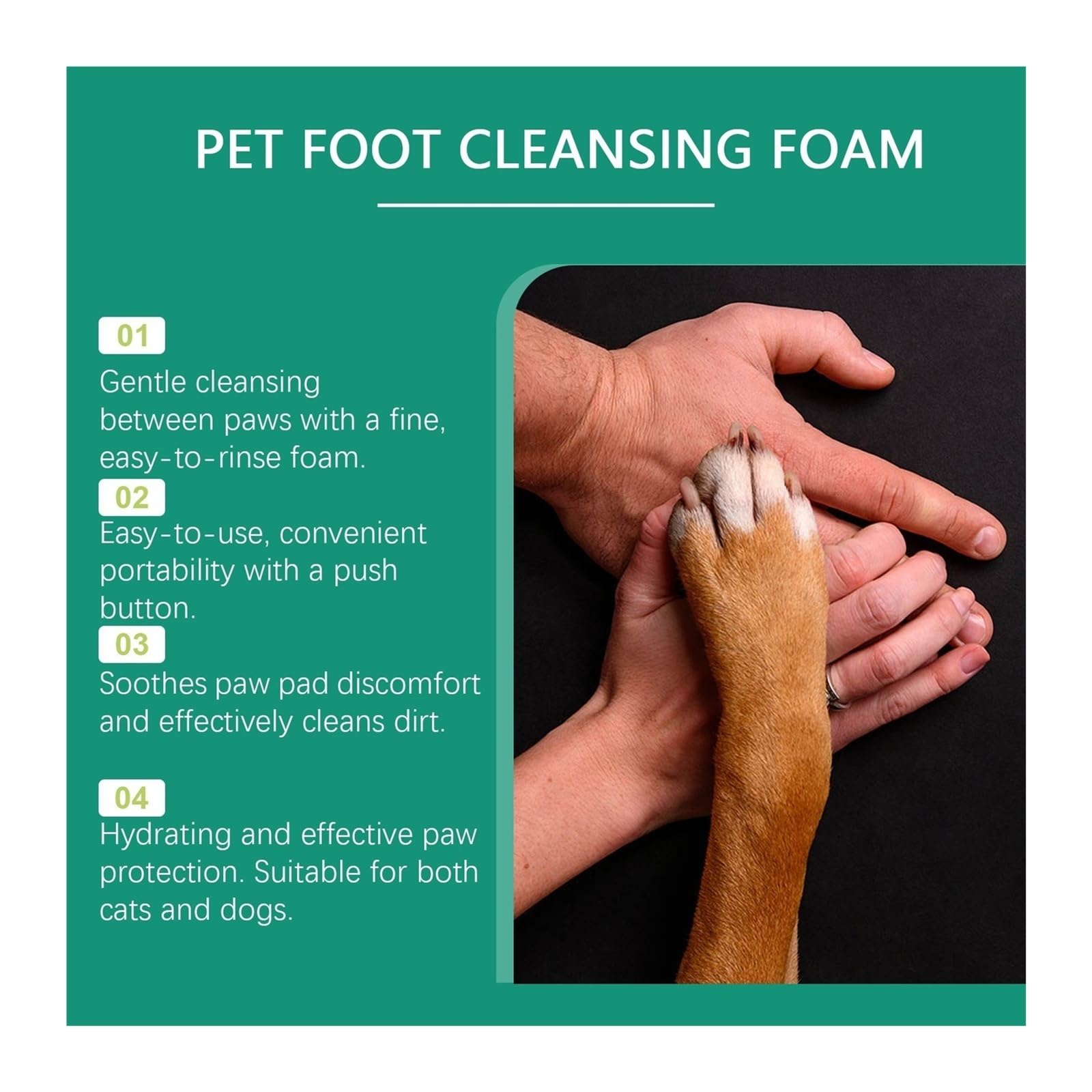 Limpiador en Espuma for Patas de Mascotas de 100 ml, Limpia profundamente Entre los Dedos e hidrata Las Almohadillas(3pcs)