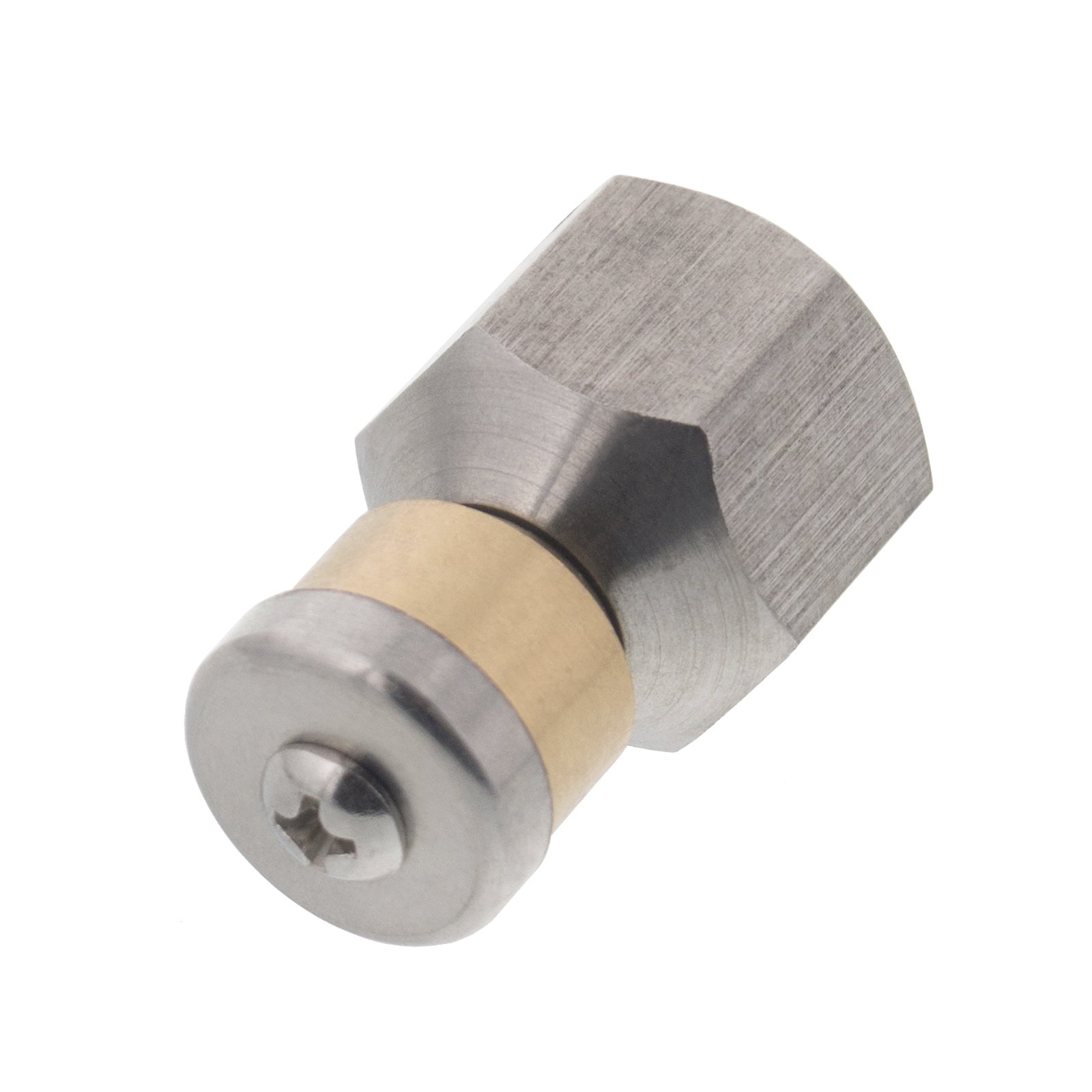 Erie Tools Rotating 3/8-inch Drain Cleaning Nozzle 4.5 Orifice 4000 PSI Stainless Steel for Sewer Pipe Water Jetter