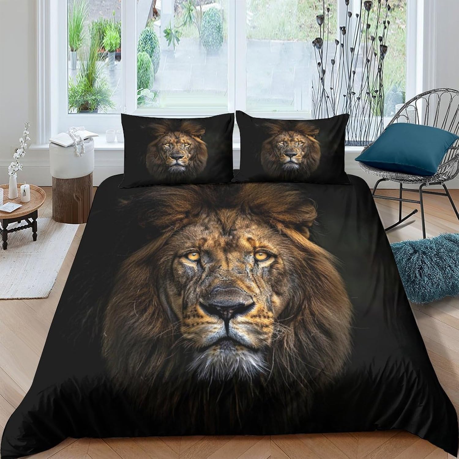 Housse de couette lion 260x230 cm pour créer une ambiance jungle dans votre chambre