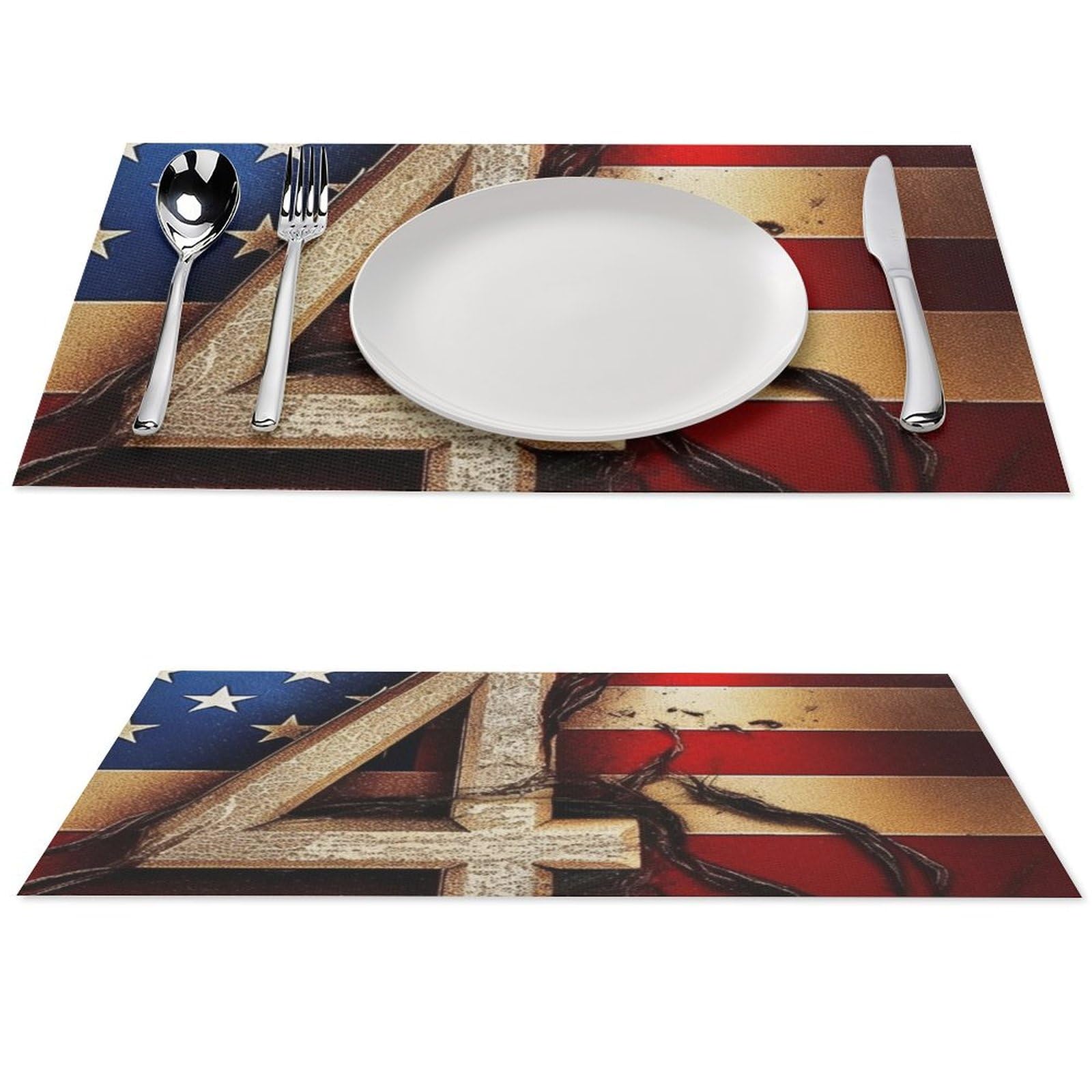 Set de table 45x30 cm lavable résistant chaleur lot de 6 drapeau patriotique repas