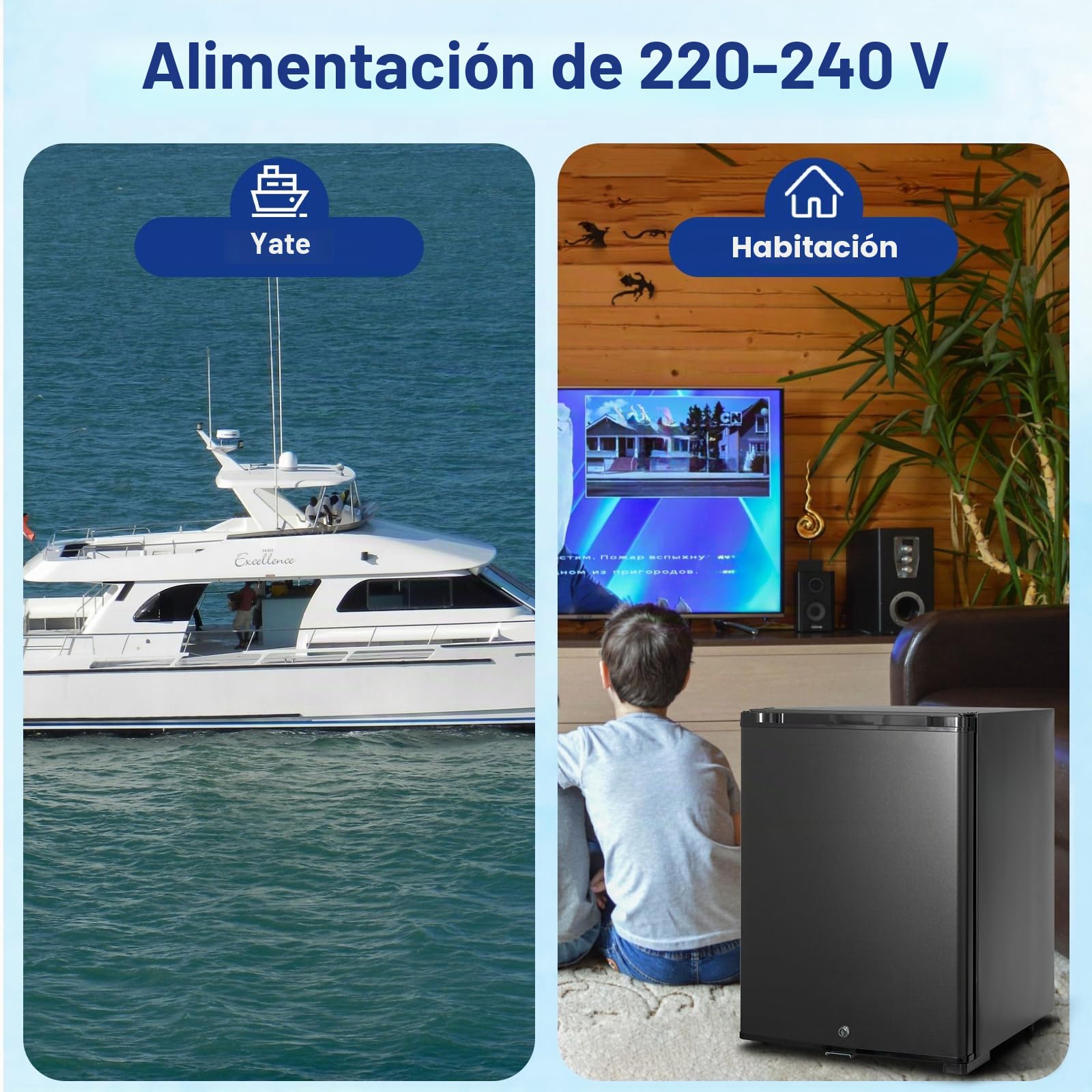 Smad Nevera 12v 40l, Nevera 12v Camper, Nevera 12v y 220v para Furgoneta Camper, Frigorifico 12v Caravana 40l, Frigorífico de Camping, 0dB Sin Ruido, Puerta Reversible