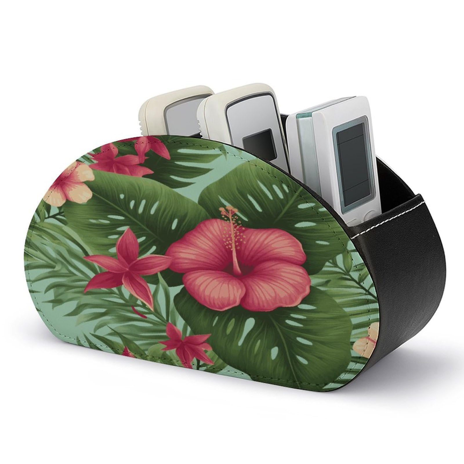 Btcowzrv Style Tropical Hibiscus Remote Control Holder With 5 Compartments