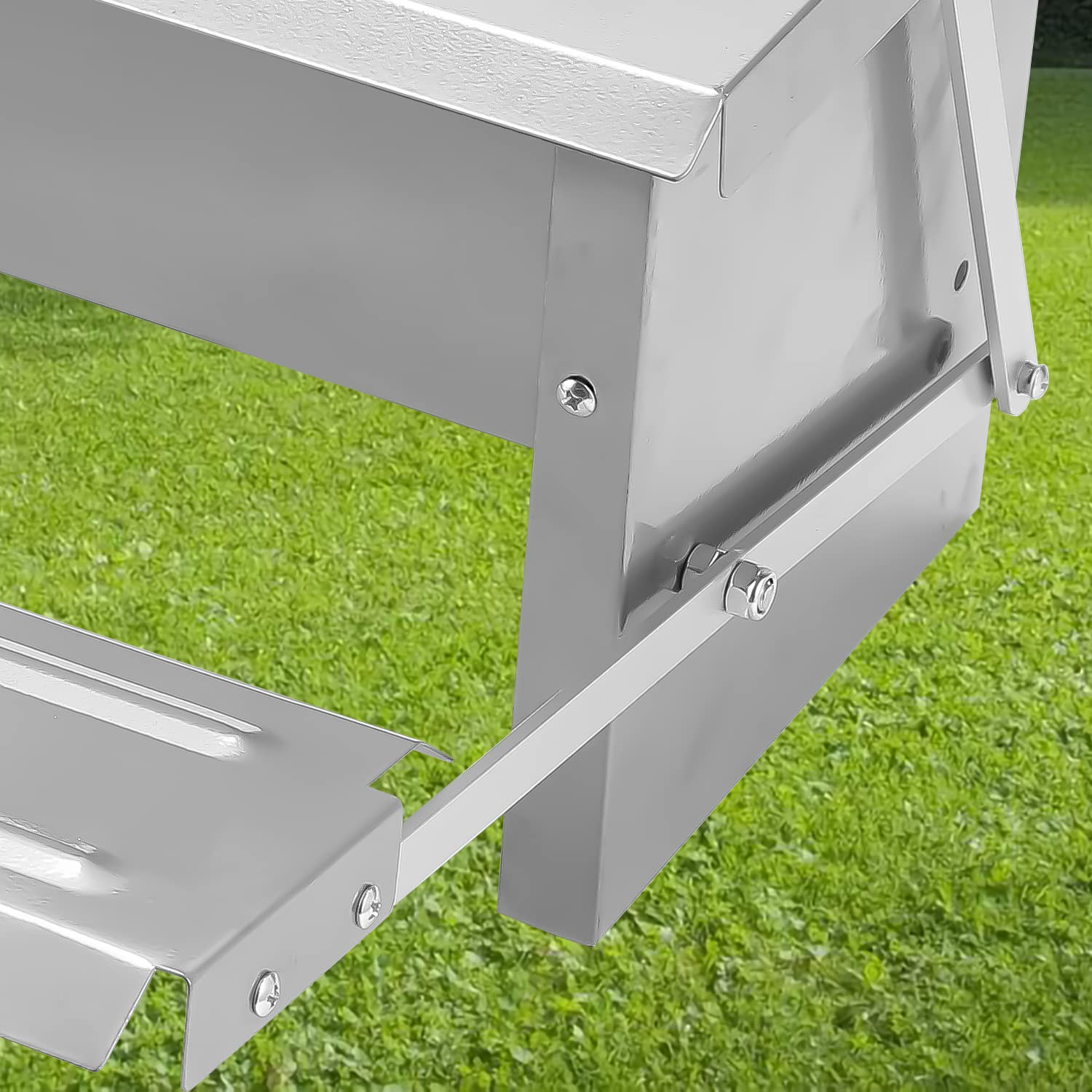Mangiatoia automatica per polli da 5 kg, Alimentatore Automatico in Metallo con Piedini Antiratto e Coperchio Impermeabile, pedale automatico, Apertura Automatica per polli e Anatre