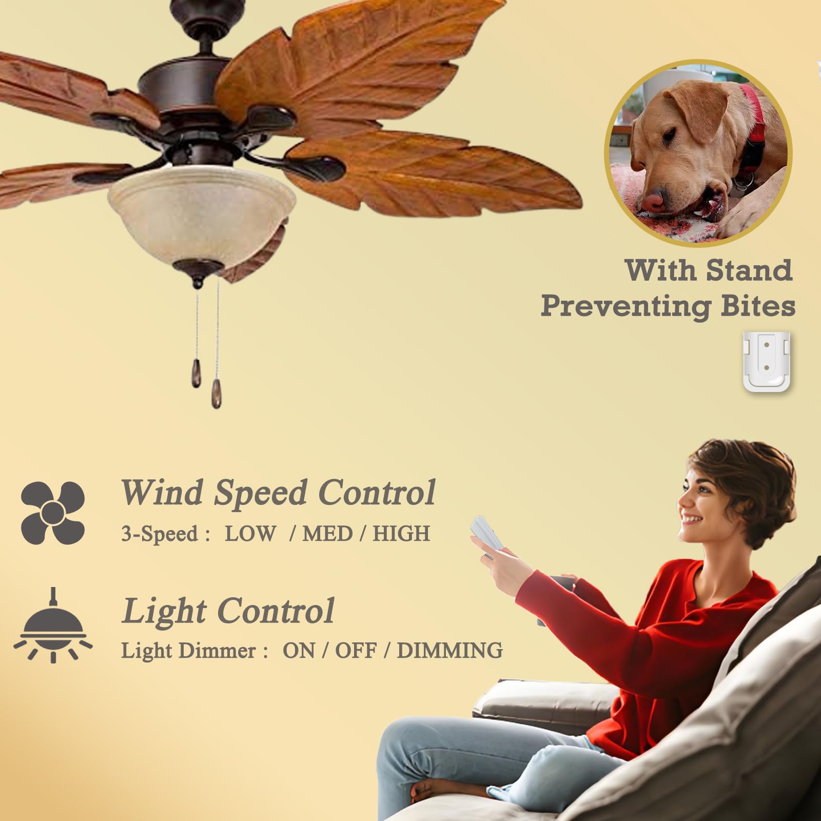 Mando a distancia para ventilador de techo con regulador de luz, 3 velocidades, soporte de pared, compatible con Hunter 99770 99392 99118 99123 99188