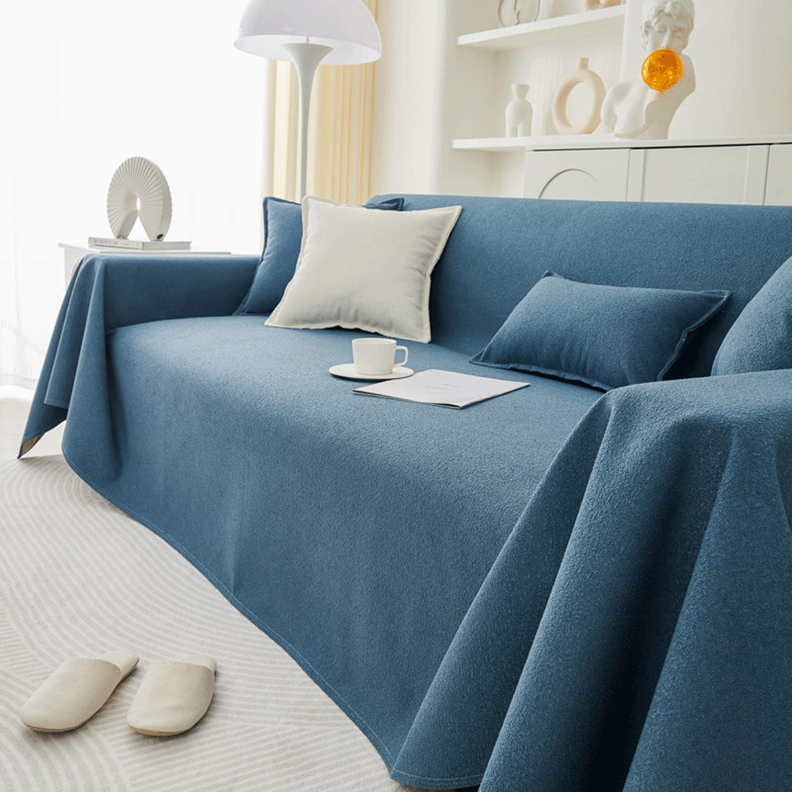 Waterproof Sofa Covers for Dogs Cats Pets, Couch Cover, L Shaped Sectional Sofa Slipcovers, Teddy Velvet Thick Durable Sofa Slipcover for Home Decor Living Room Couch Protector(190x130cm,Blue)