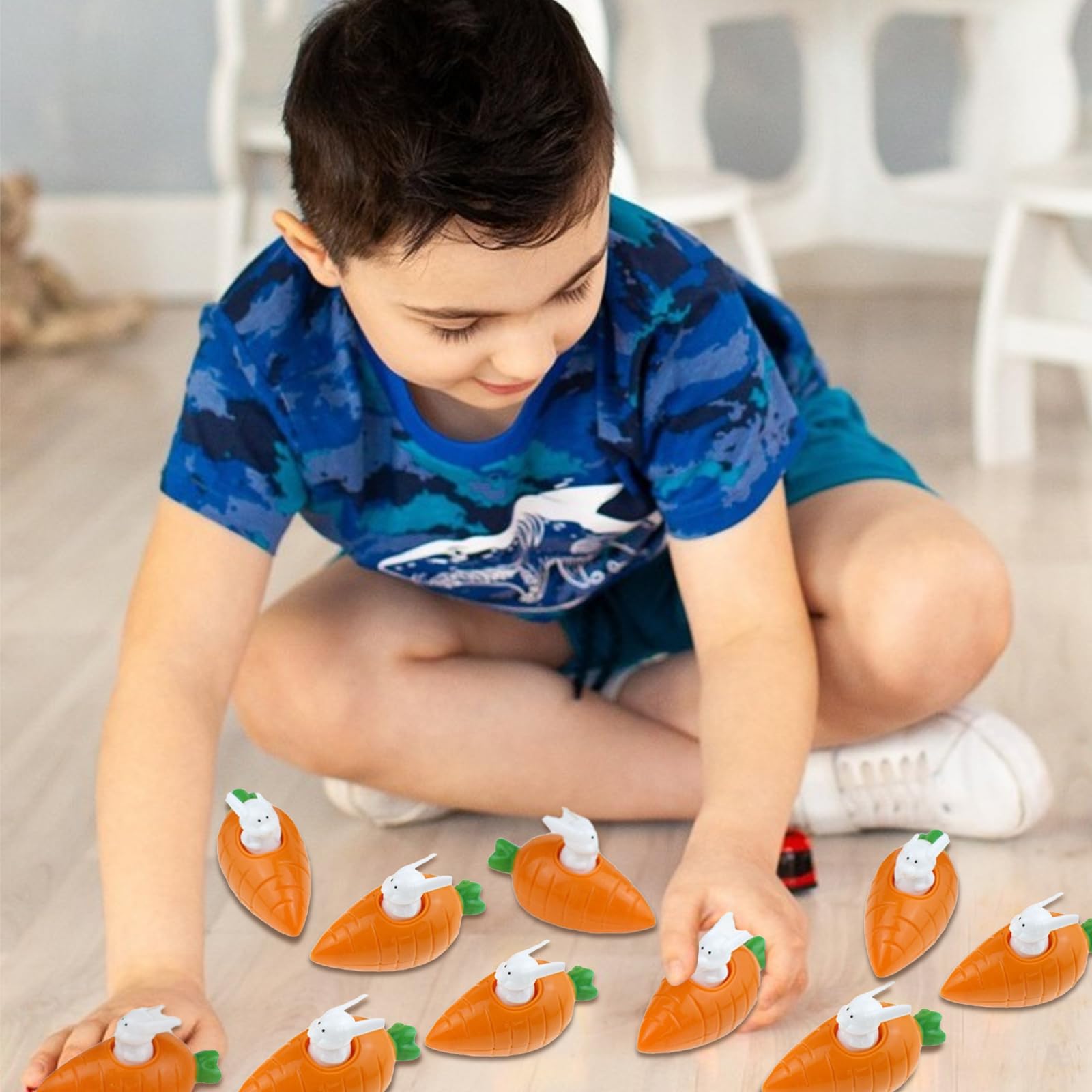 Juxtaposia 10 Pezzi Coniglietto Carota Cars Macchinine,Macchinine per Bambini da Corsa Pull Back Eject,Macchinine Regalo per Festa e Compleanno per Bambino dai 2 ai 6 Anni.