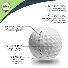 Polara Golf Self-Correcting Golf Balls - Soft Feel, Anti-Slice & Hook Correction, Exceeds USGA Limits, Dimple Pattern, High-Performance Balls for Men & Women - Ultimate Straight, 3 Pack, White