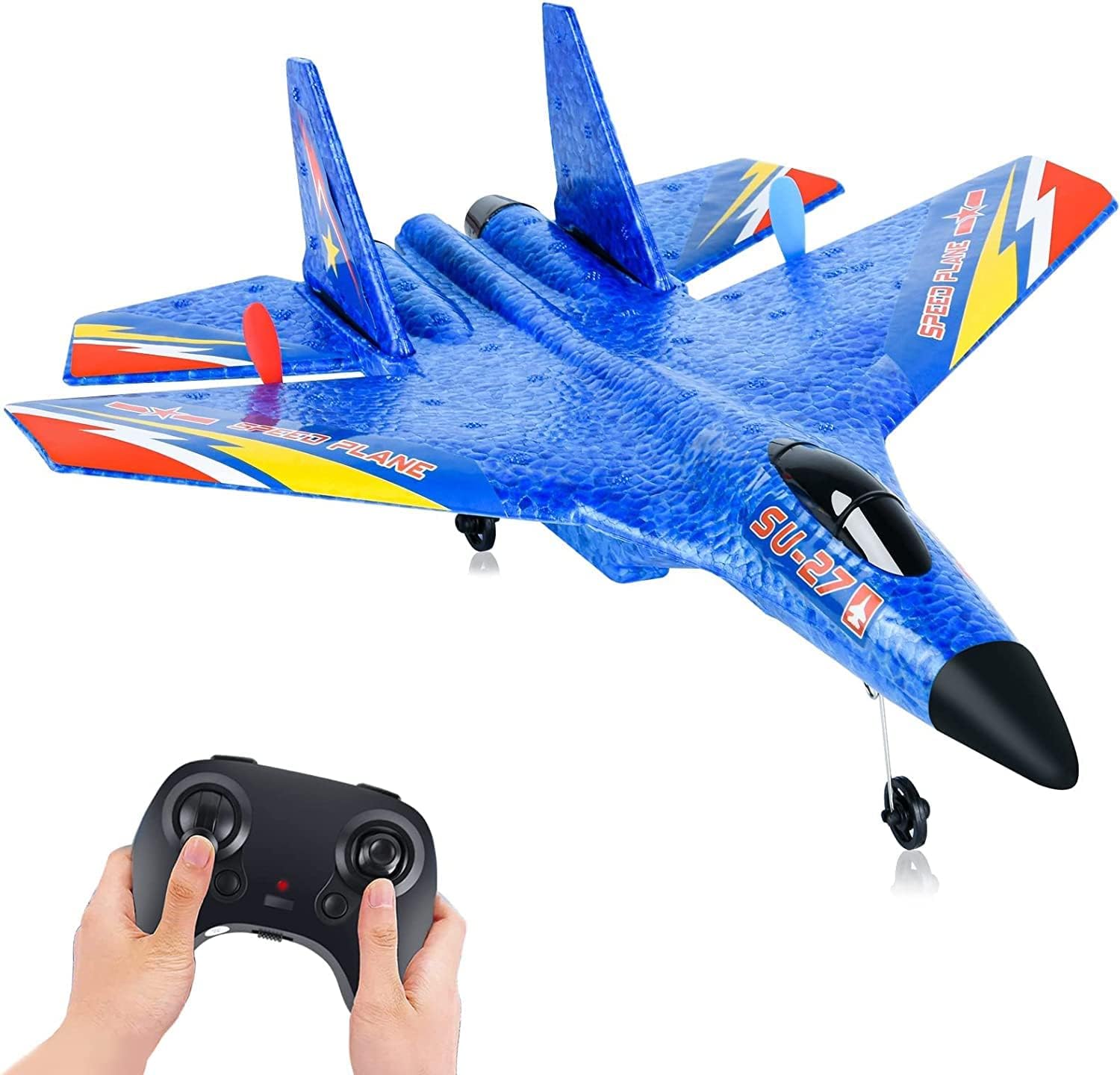 Magicwand EPP Foam Jet Fighter Stunt RC Airplane with Automatic Balance System, for Beginners Aircraft Fighter with LED Light【Random Color】【Pack of 1 RC Foam Plane】