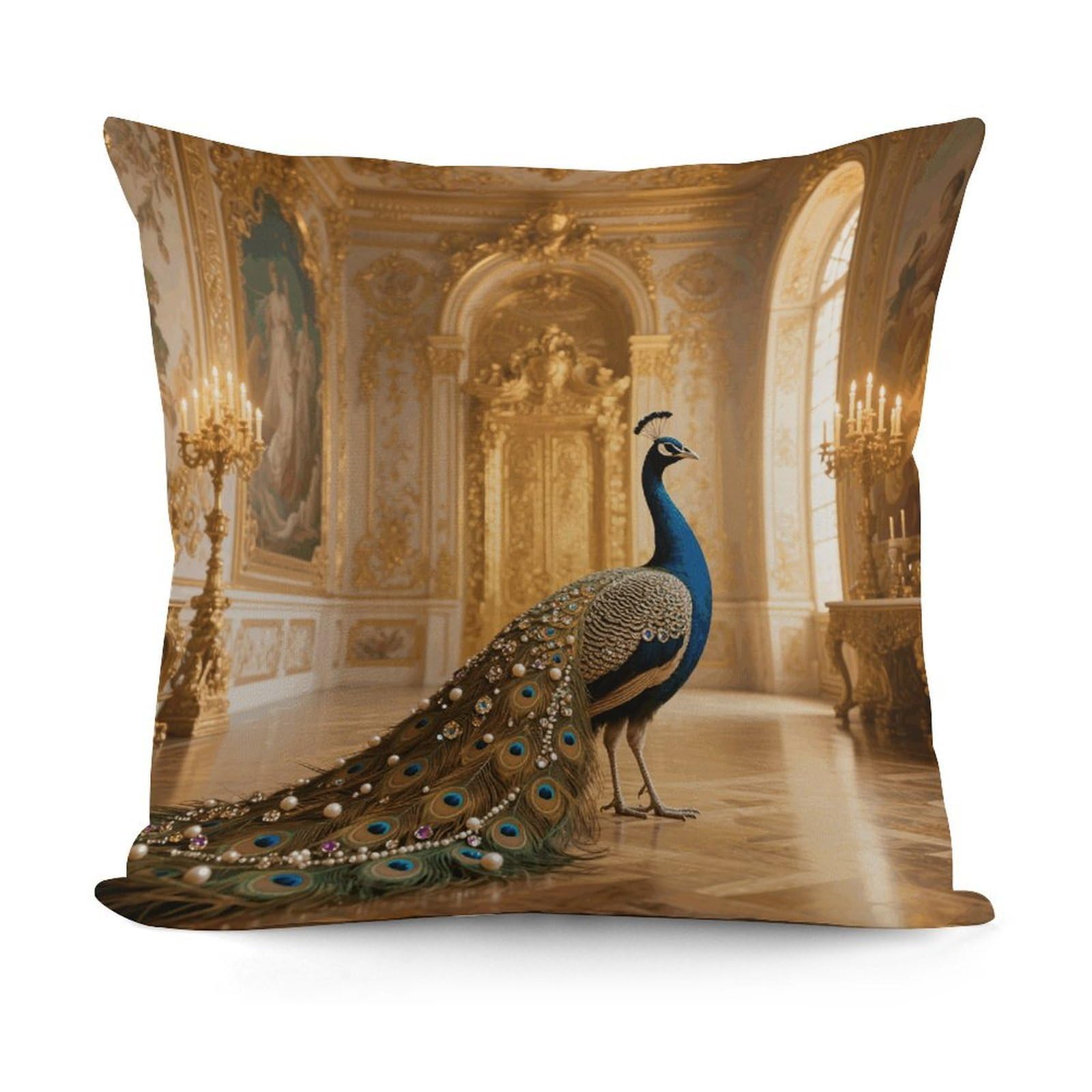 VstaDank Jeweled Peacock Throw Pillow Cover Soft Square Cushion Cover Art Artwork Pillow Covers Mordern Couch Pillow Covers Decorative Cushion Case for Chair Couch Bedroom Living Room
