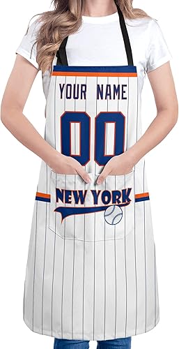 Miniatura 3 de ANTKING Delantal personalizado con bolsillo, regalo personalizado de cualquier nombre y cualquier número para padres y hombres fanáticos