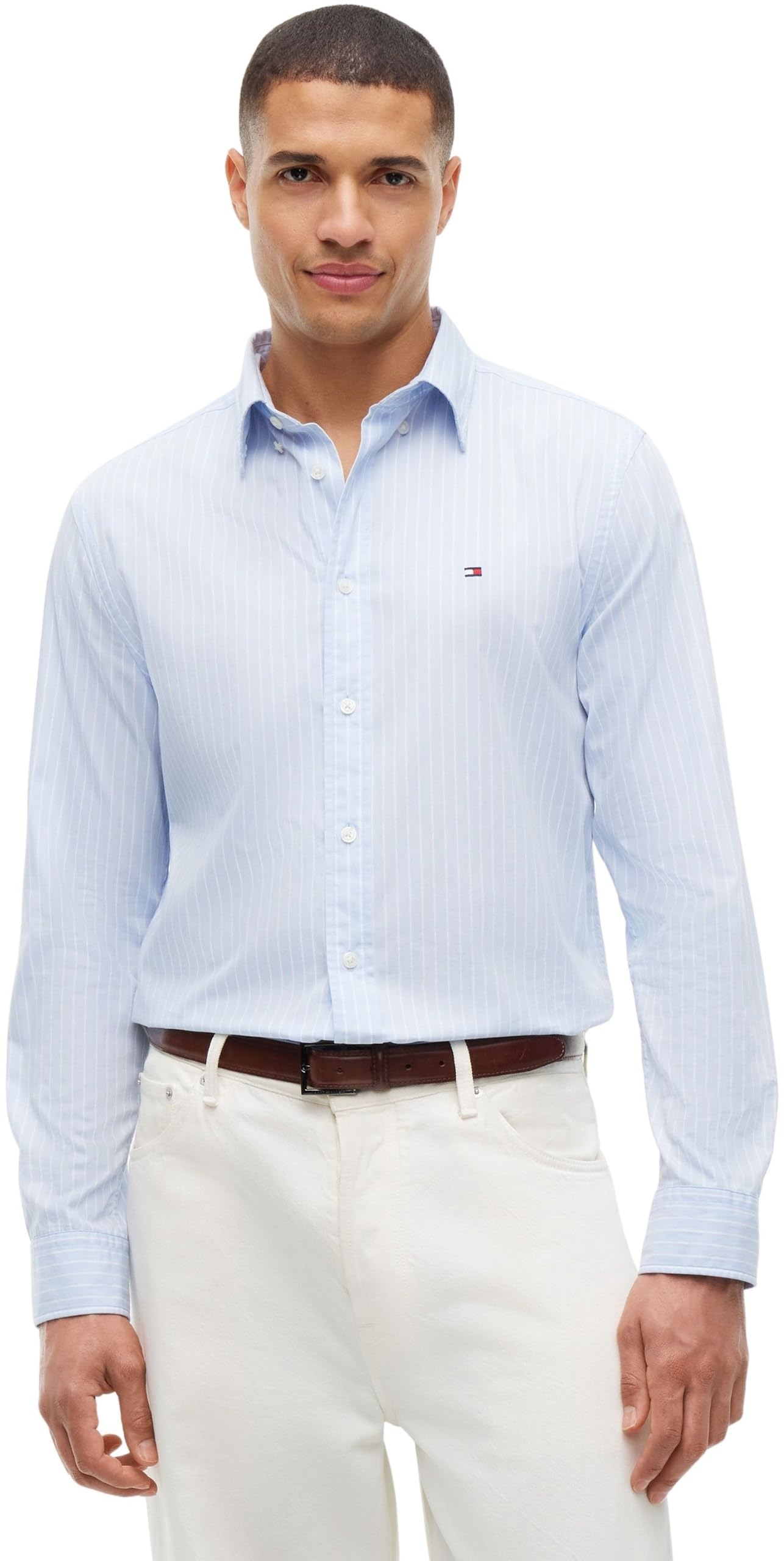 Tommy Hilfiger Men's Flex Hairline Poplin Rf Shirt Mw0mw44571 L/S Shirt
