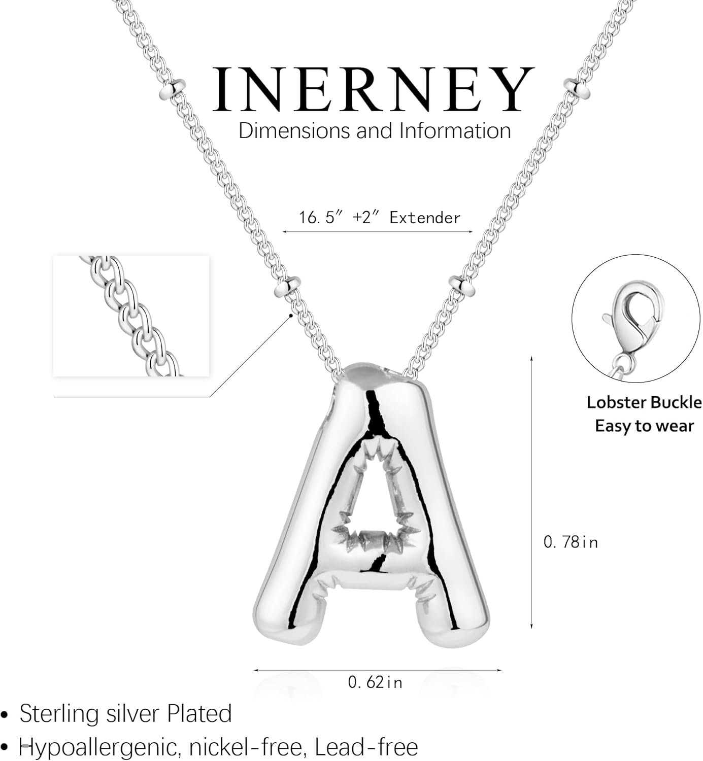 Inerney Valentines Day Gifts Gold Bubble Letter Necklace Initial Necklaces for Women, Chunky 14K Plated Balloon Initials, Trendy Charm Non Tarnish Custom Name Pendant Jewelry Gifts for Mom - Image 4